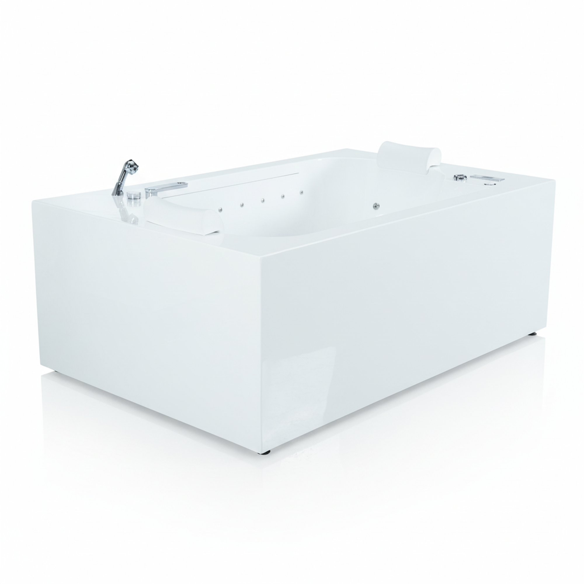 73" Freestanding Dual-Headrest Soaking Tub with Whirlpool, Air Bubble SPA