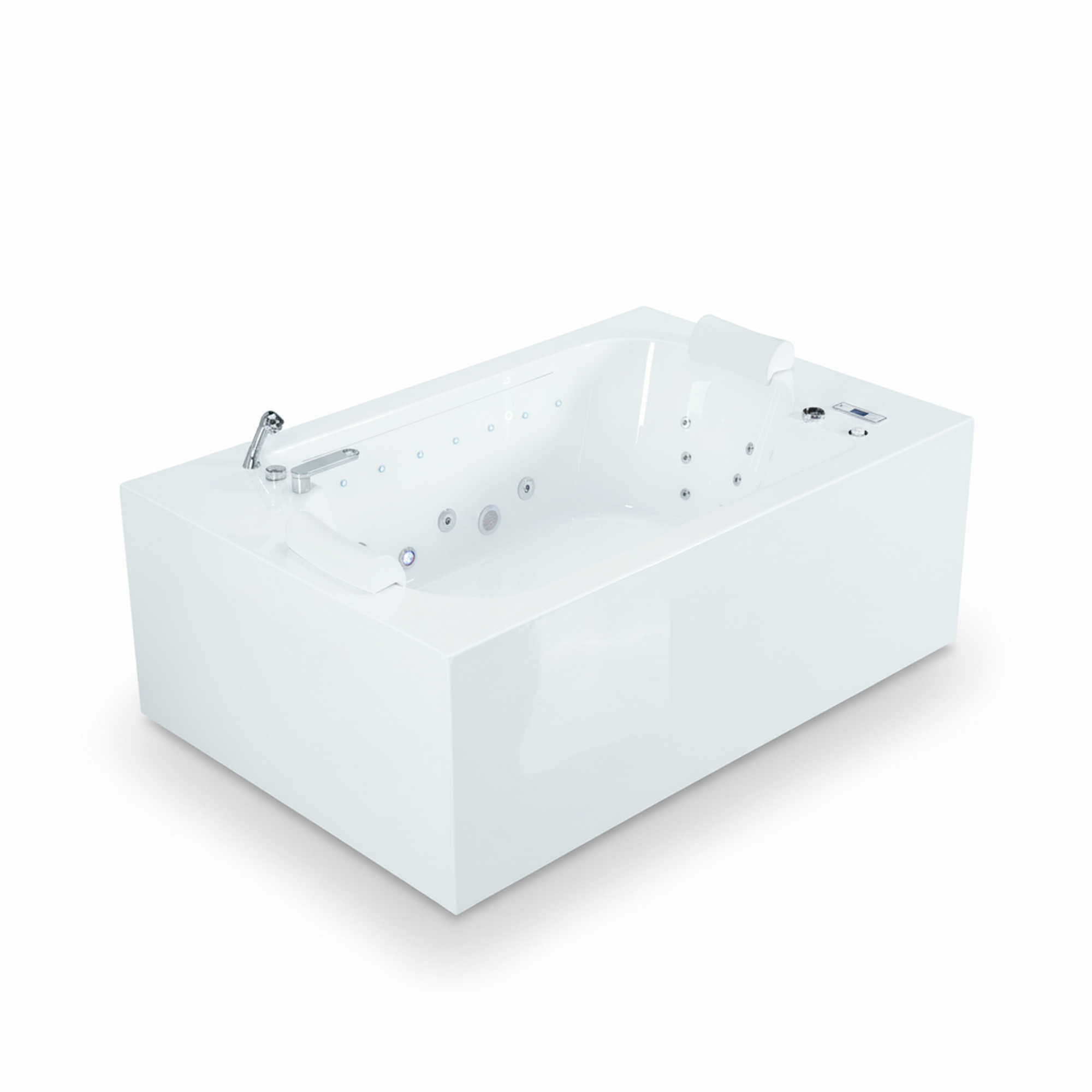 73" Freestanding Dual-Headrest Soaking Tub with Whirlpool, Air Bubble SPA