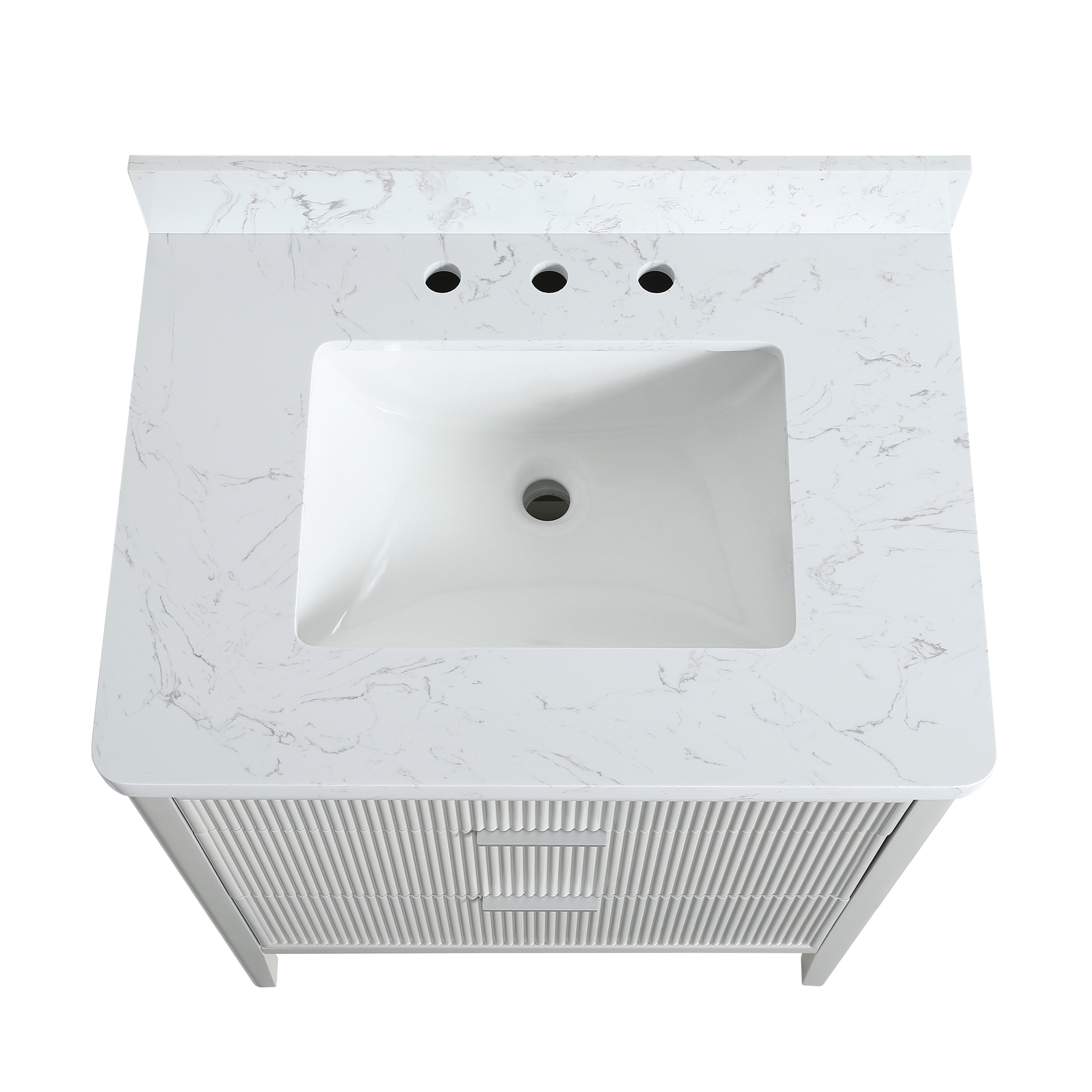 30"/36"/48" Freestanding Single Sink Bathroom Vanity with Solid Wood Construction & Marble Top