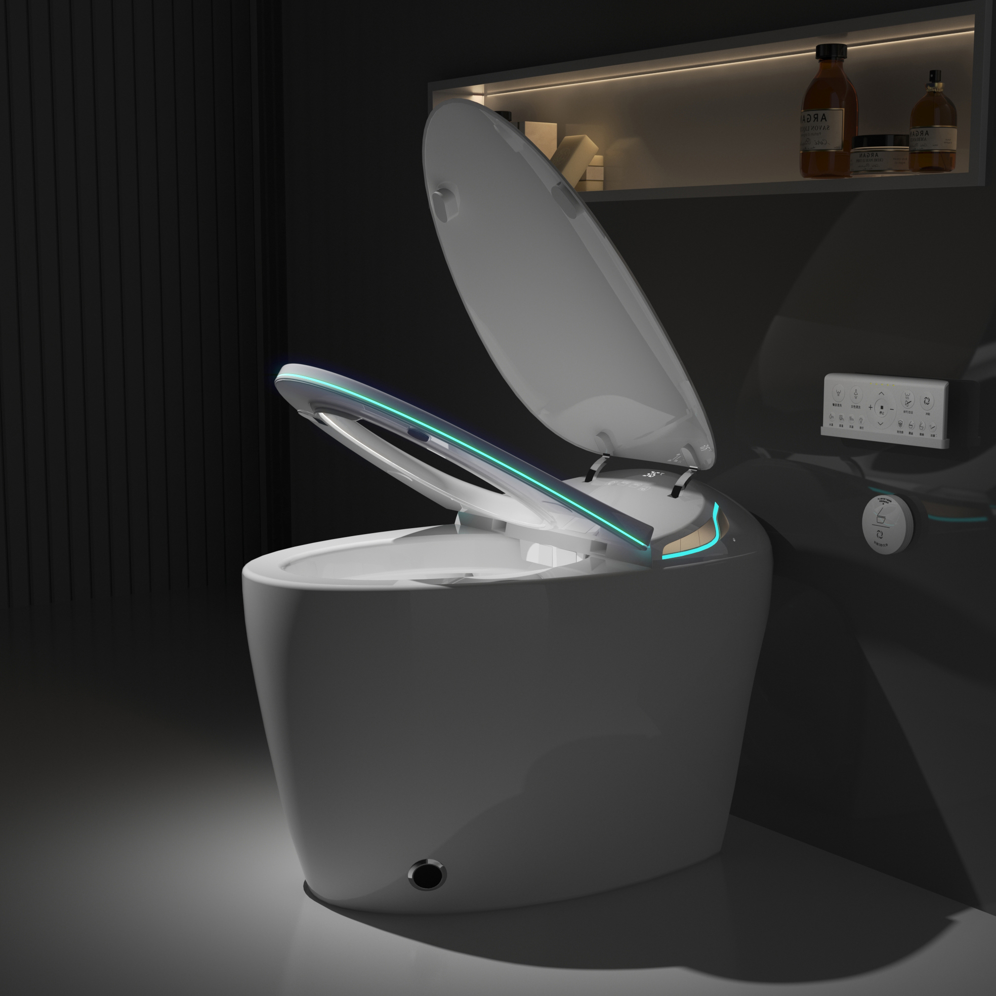 Smart Egg-Shaped Toilet with Built-in Bidet and Soft Ambient Light