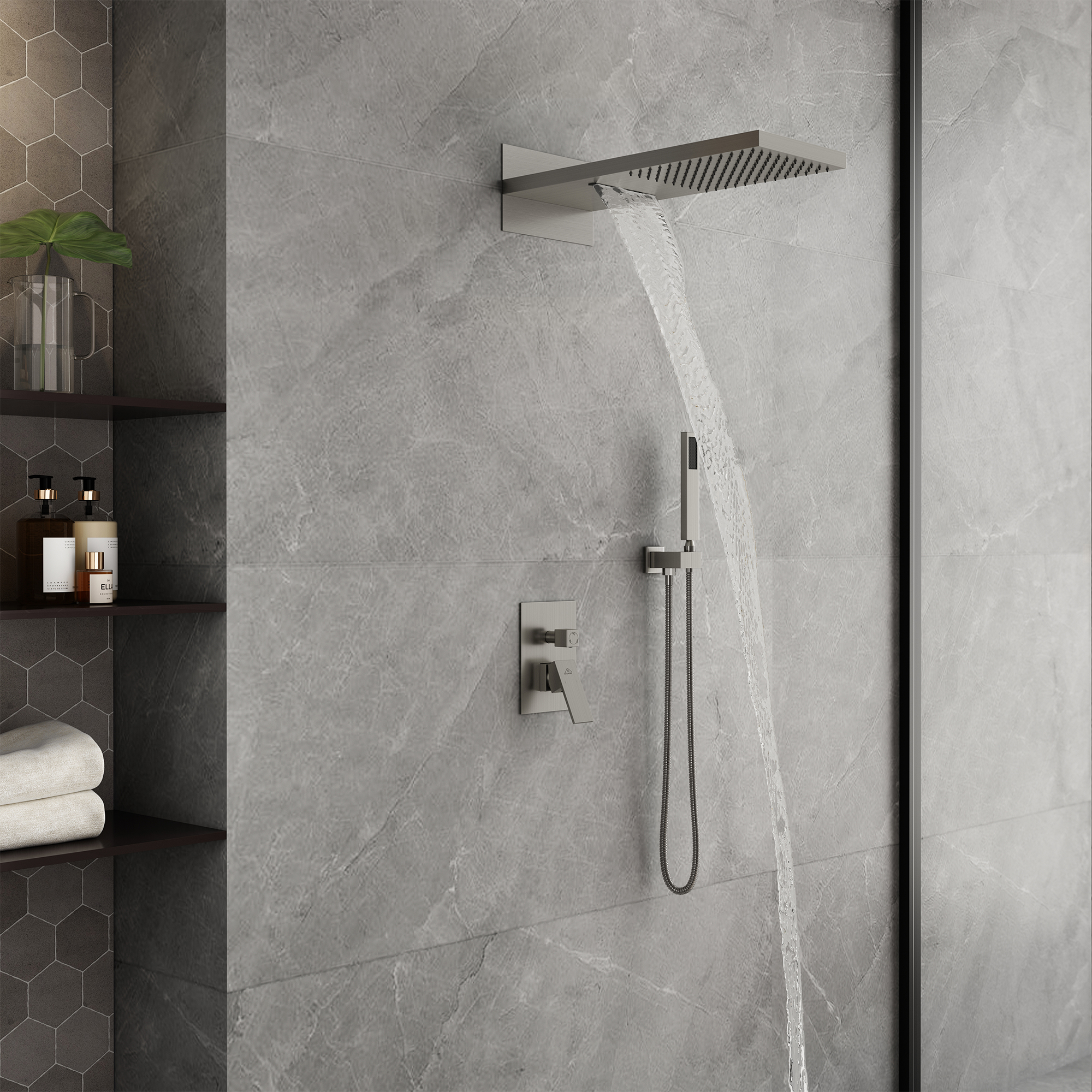 22" Wall Mounted Stainless Steel Shower Systems With Handheld Shower