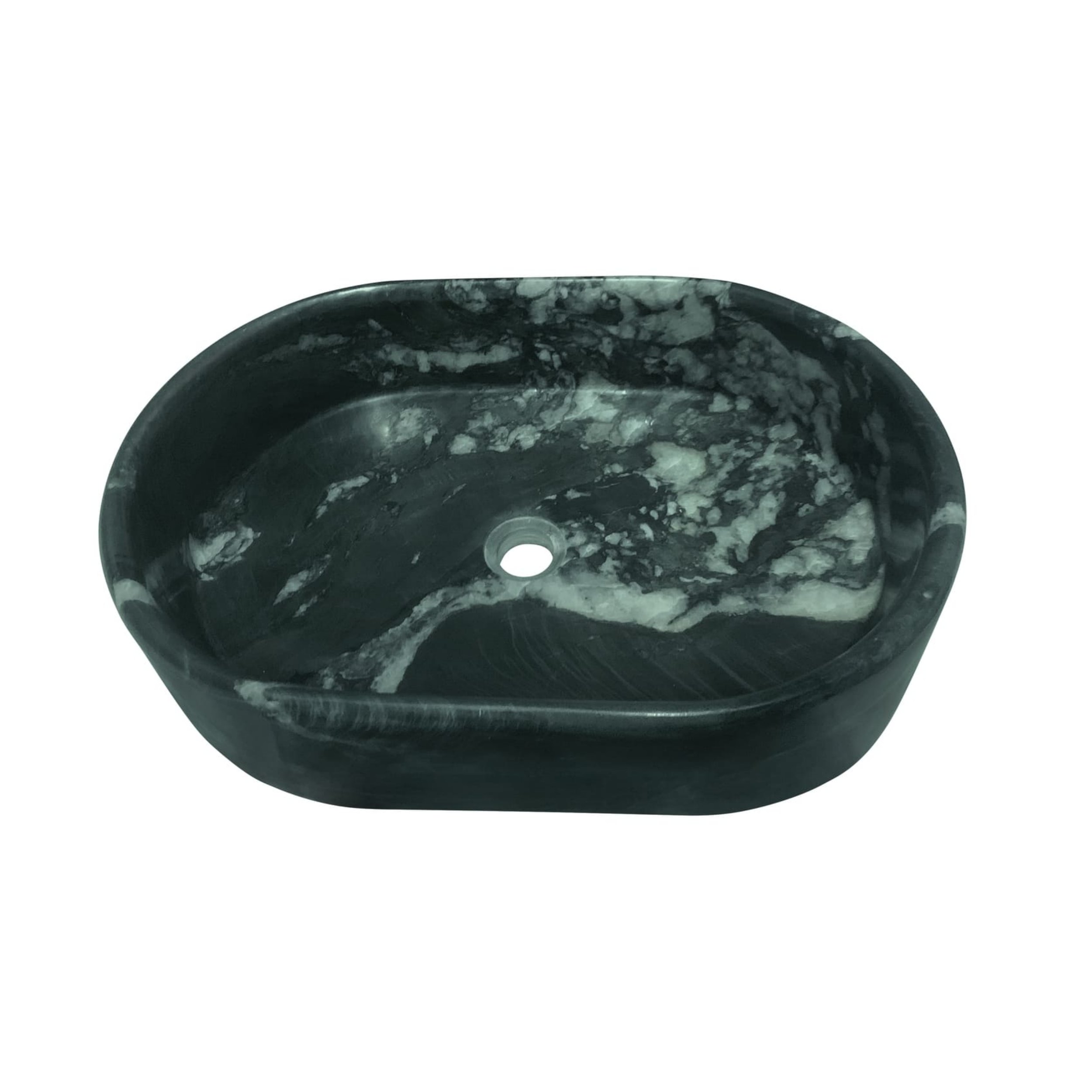 23.6" Natural Marble Vessel Sink with Polished Finish – Real Stone Bathroom Basin in  Beige Gold/White Natural/Gray/Green