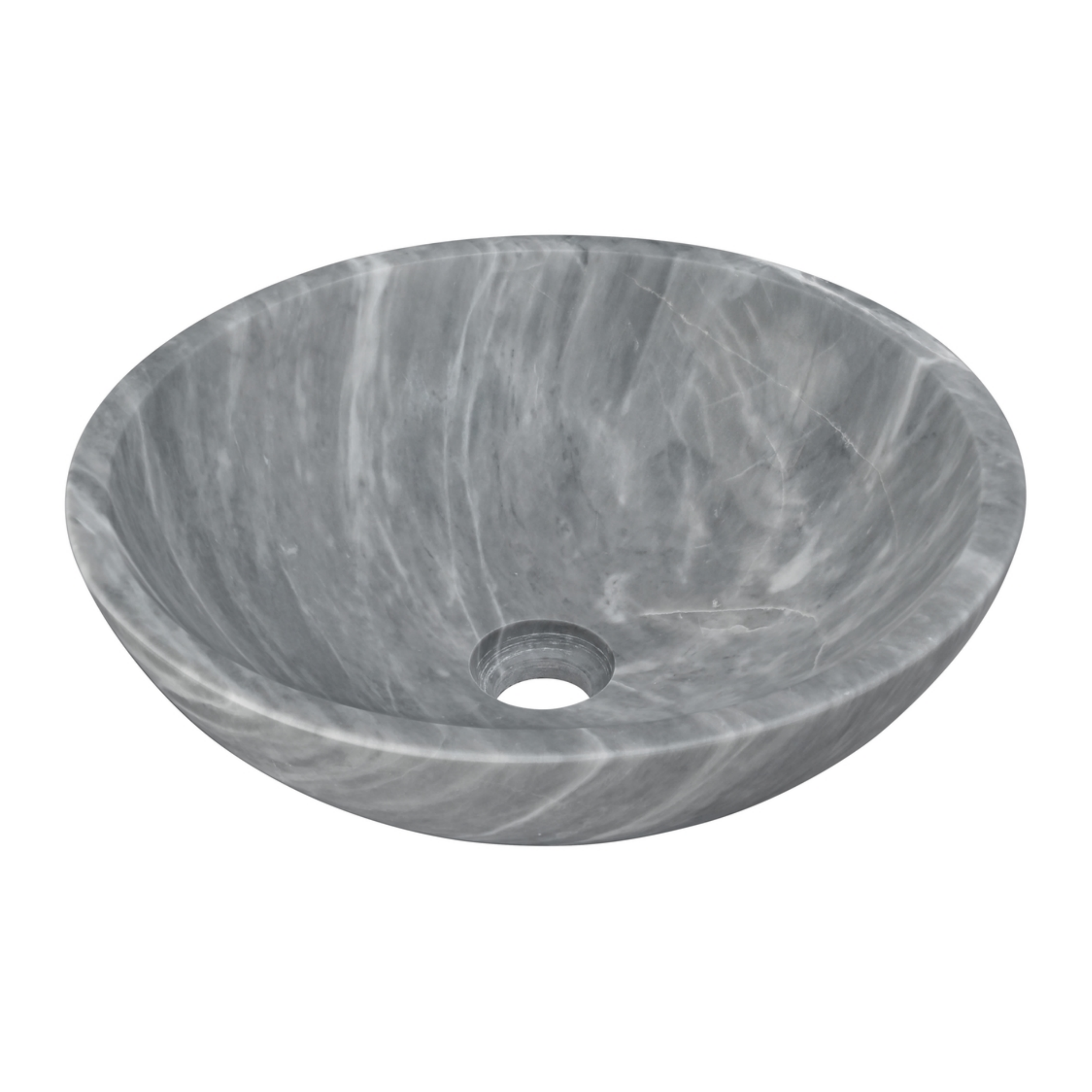 15.7" Polished Natural Marble Round Vessel Sink for Bathroom Countertops in Beige Gold/White Natural/Gray/Green