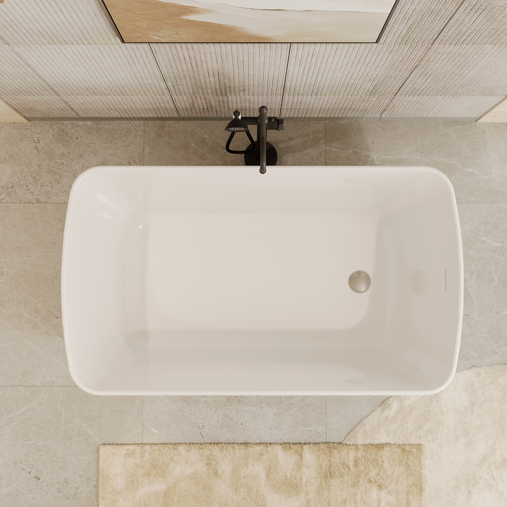 49" Acrylic Freestanding Japanese Soaking Hot Tub with Overflow and Drain