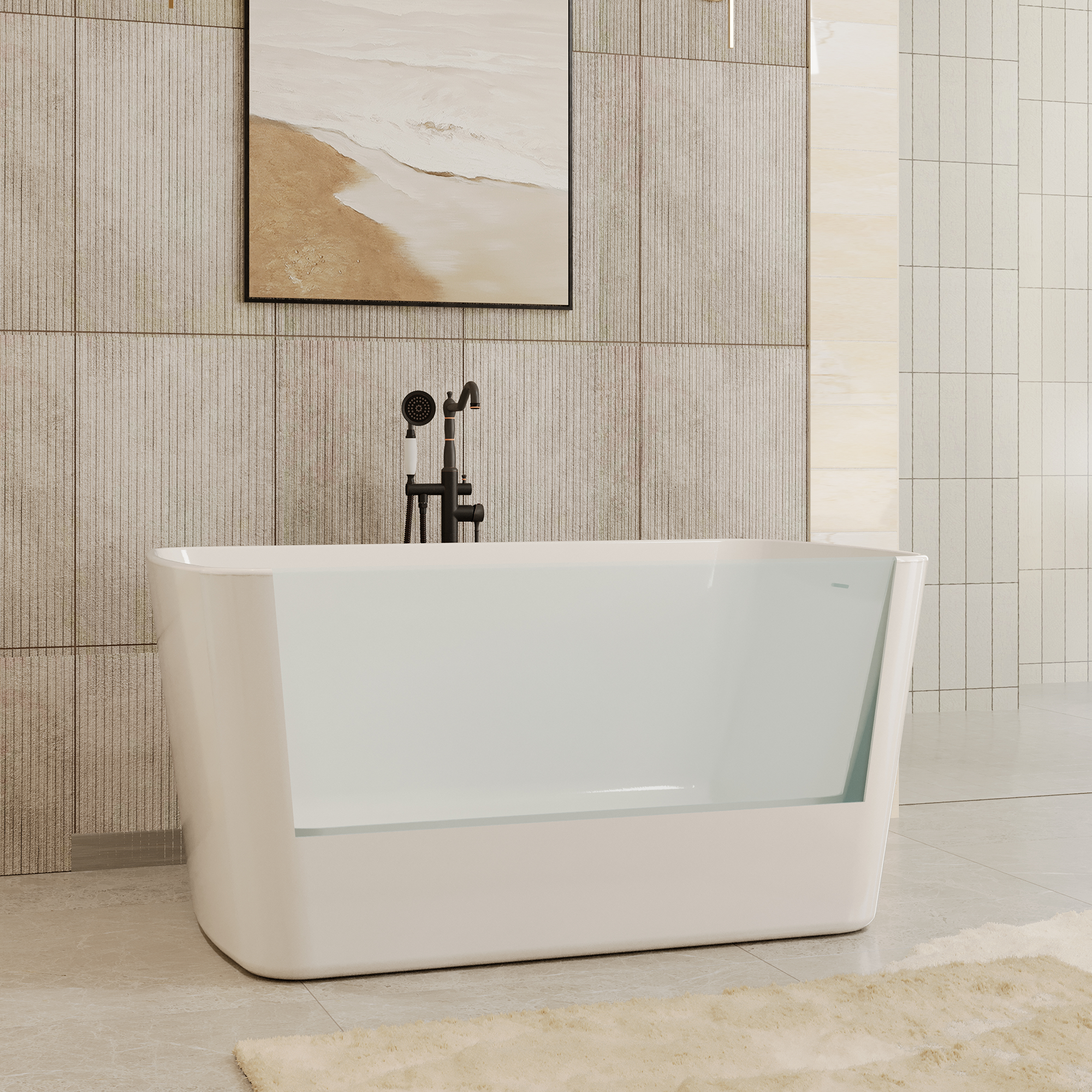 49" Acrylic Freestanding Japanese Soaking Hot Tub with Overflow and Drain