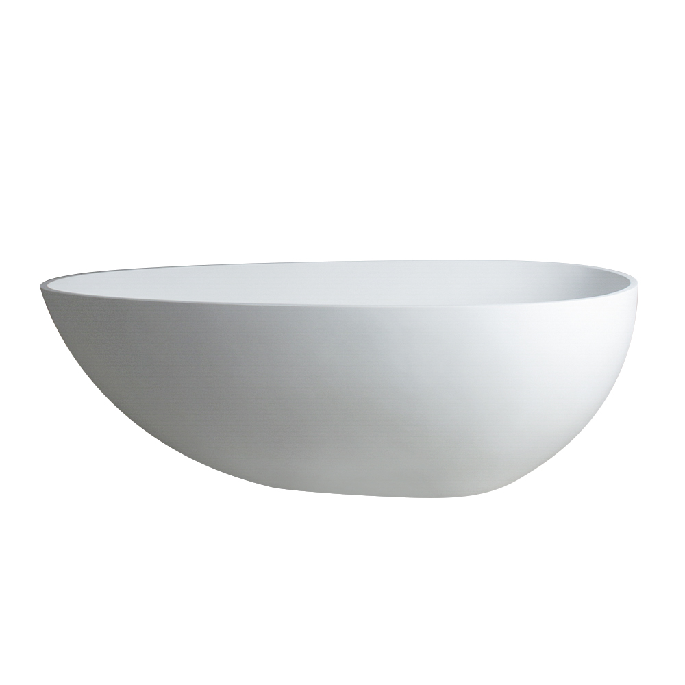 59" Matte White Egg-Shaped Stone Resin Freestanding Soaking Tub, cUPC Certified