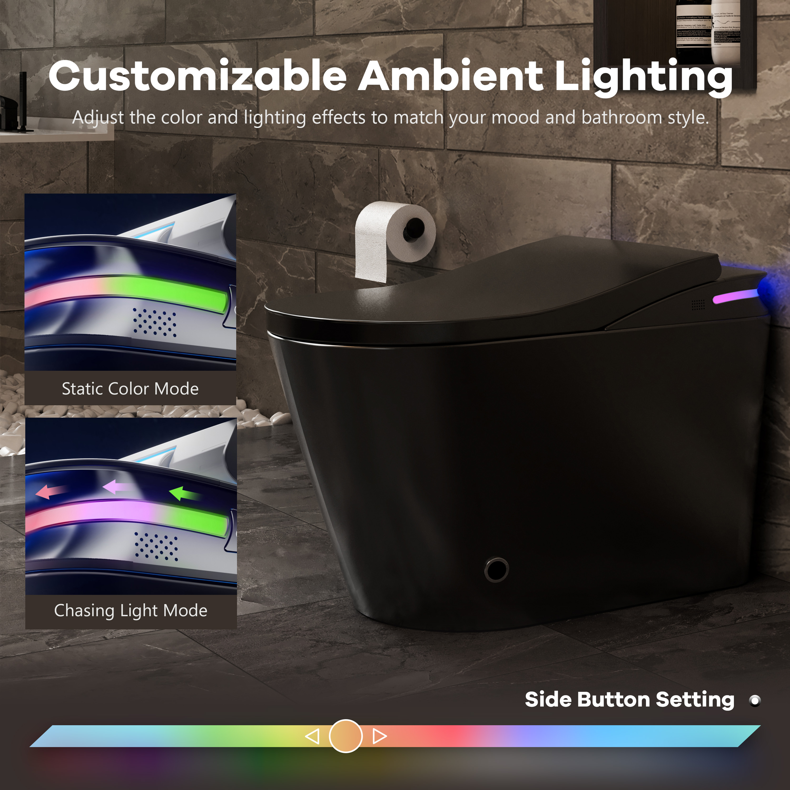 One-Piece Chair Height Elongated Smart Bidet Toilet with Auto Lid, Foam Shield Protection & Dual Flush