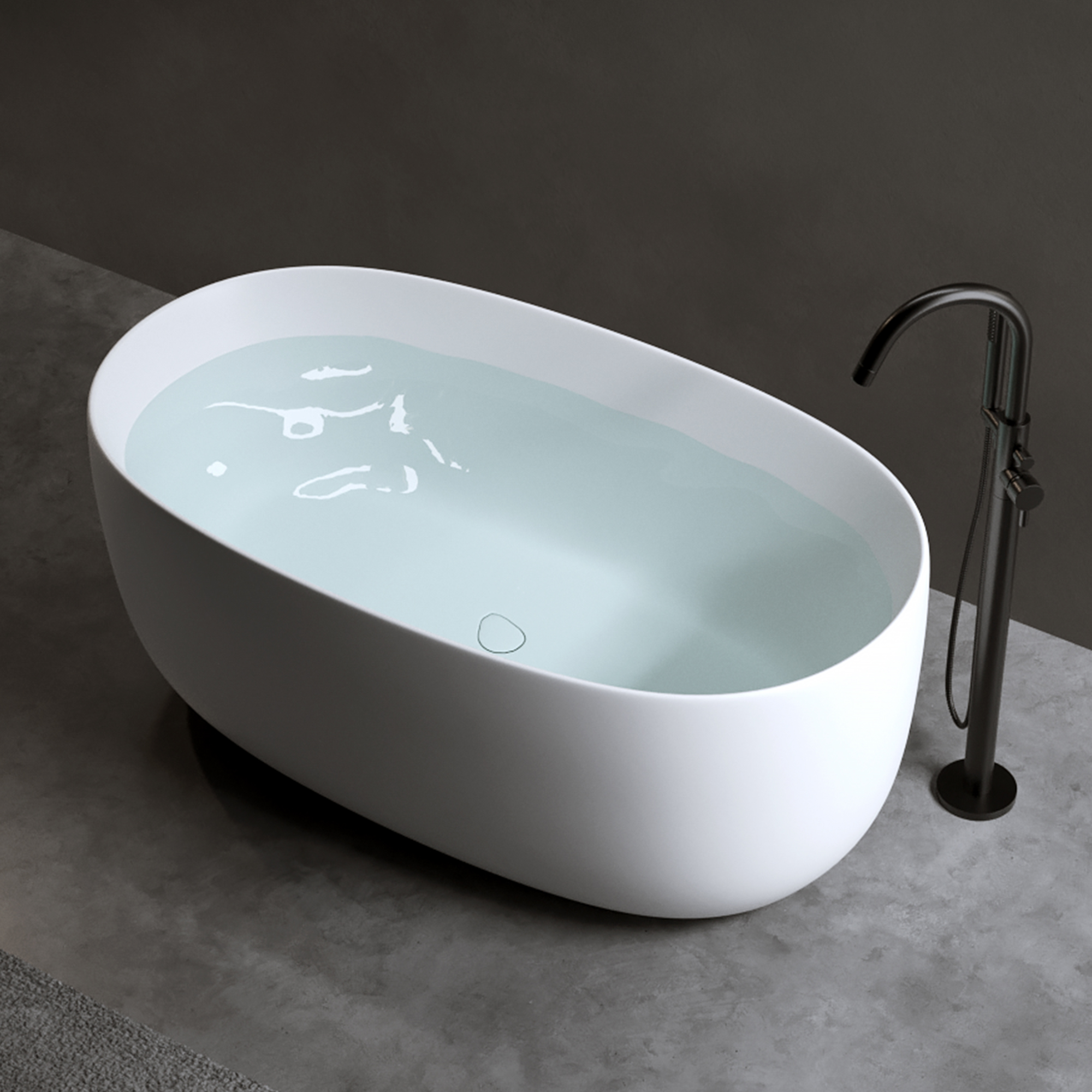 47" Freestanding Stone Resin Soaking Bathtub with Heat Retention
