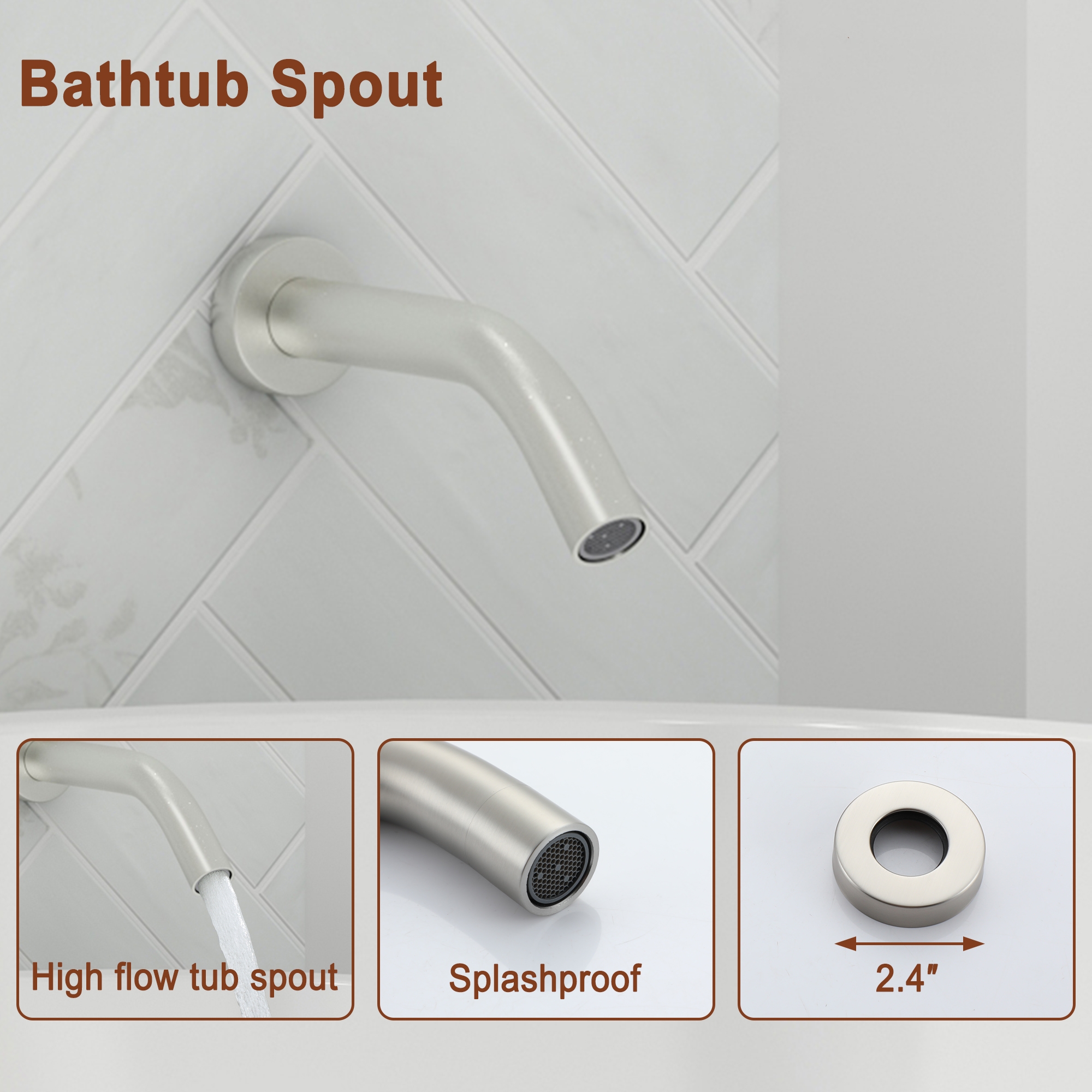 9-inch 3-Function Shower Faucet Set with Tub Spout & Slide Bar