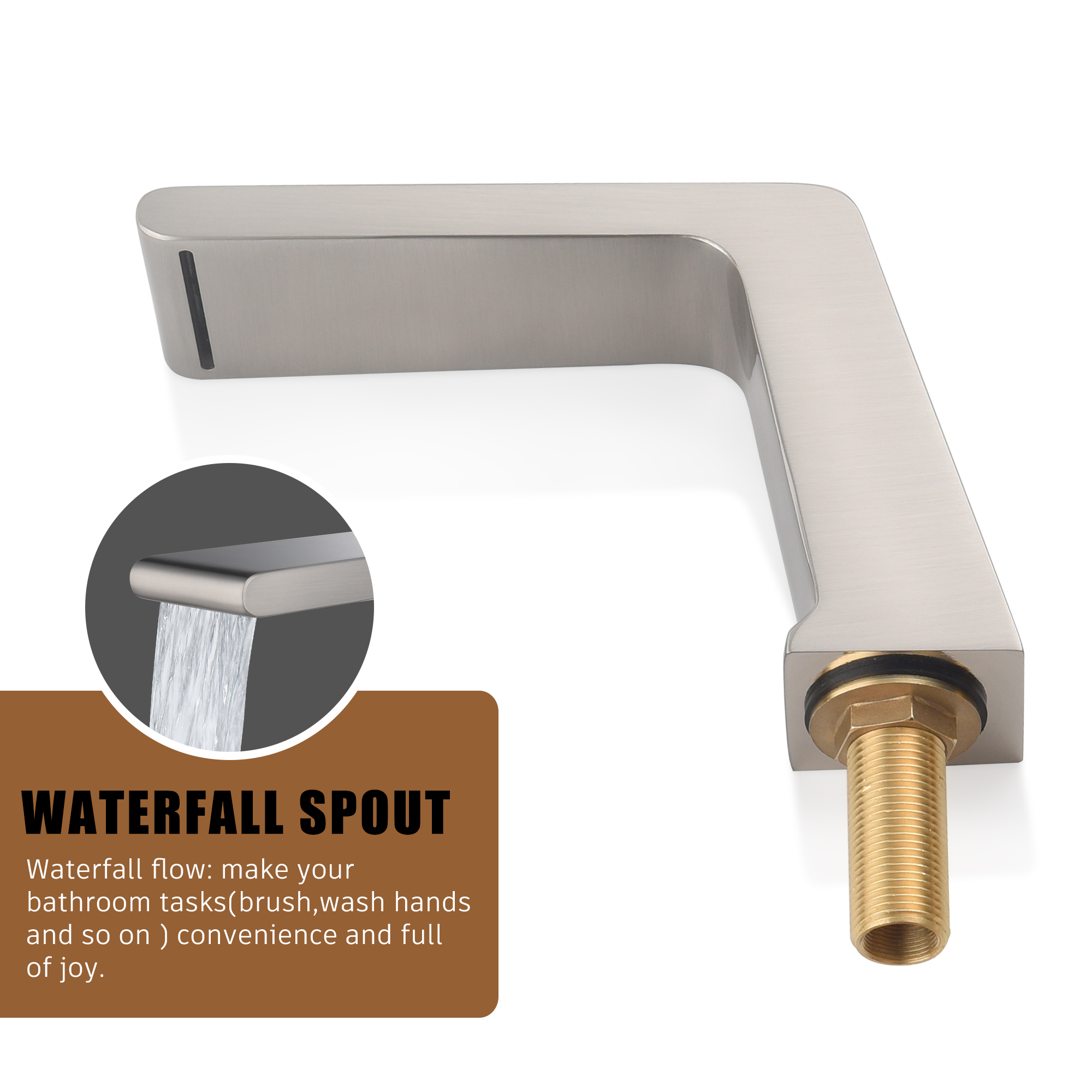 3-Hole Deck-Mounted Waterfall Basin Faucet Bathroom Sink Faucet