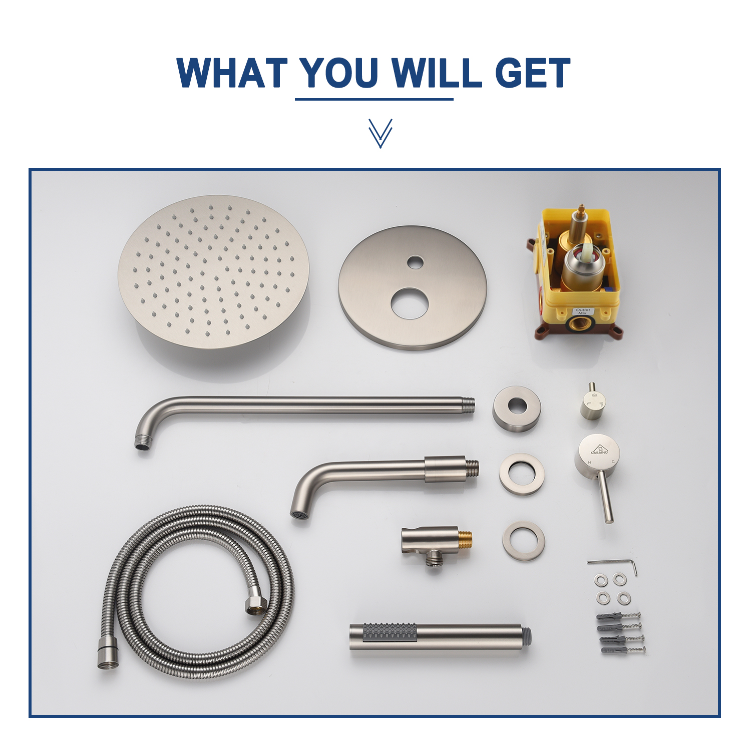 10" Wall Mount Dual Shower Head Rain Shower System with Tub Spout