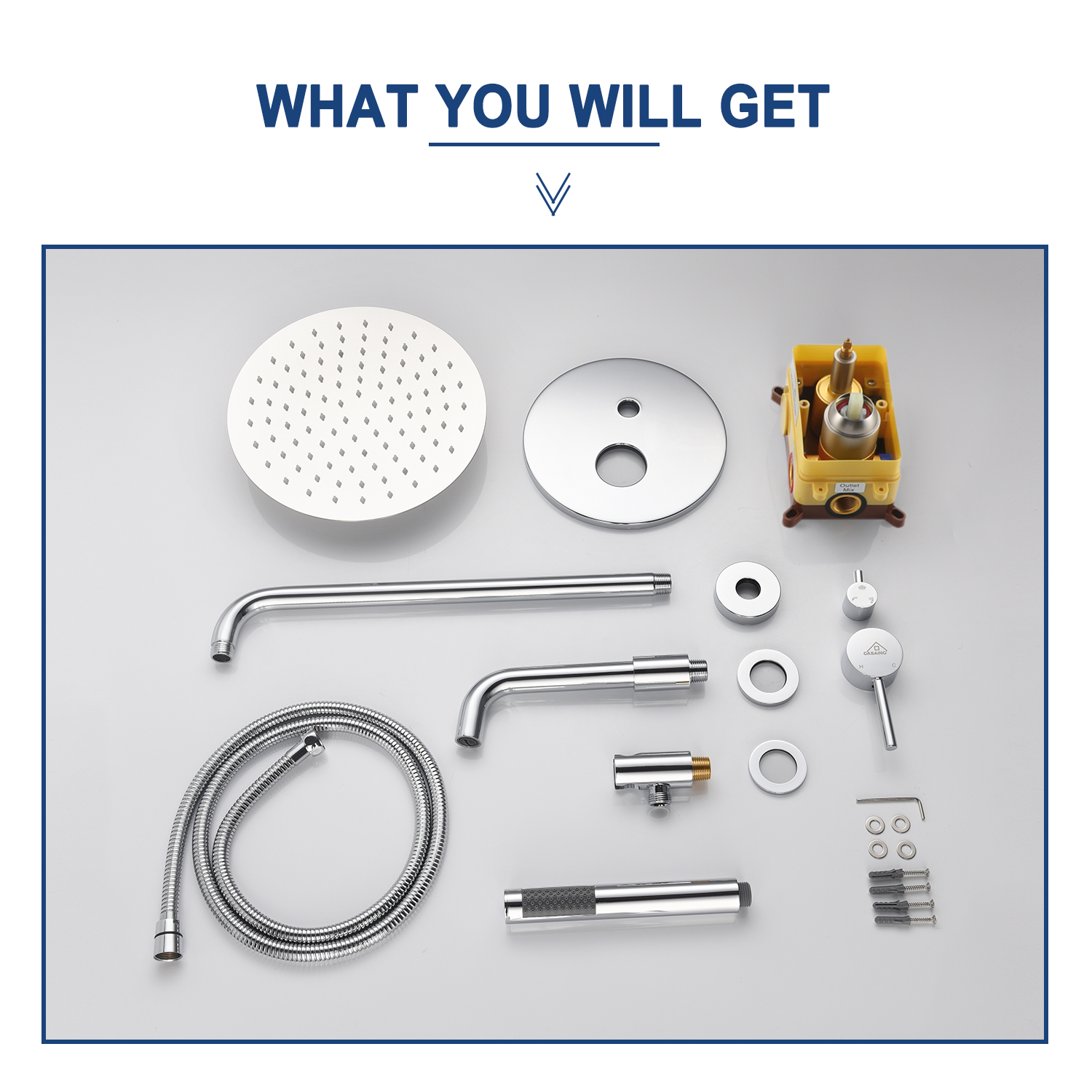 10" Wall Mount Dual Shower Head Rain Shower System with Tub Spout