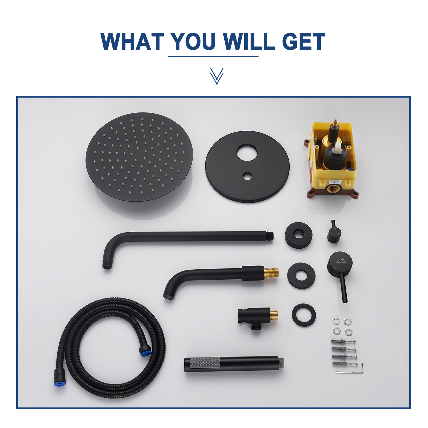 10" Wall Mount Dual Shower Head Rain Shower System with Tub Spout