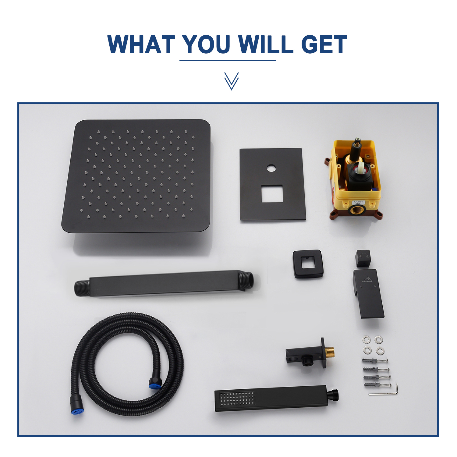 10" Ceiling Mount Dual Shower Head System with Handheld & Rough in Valve