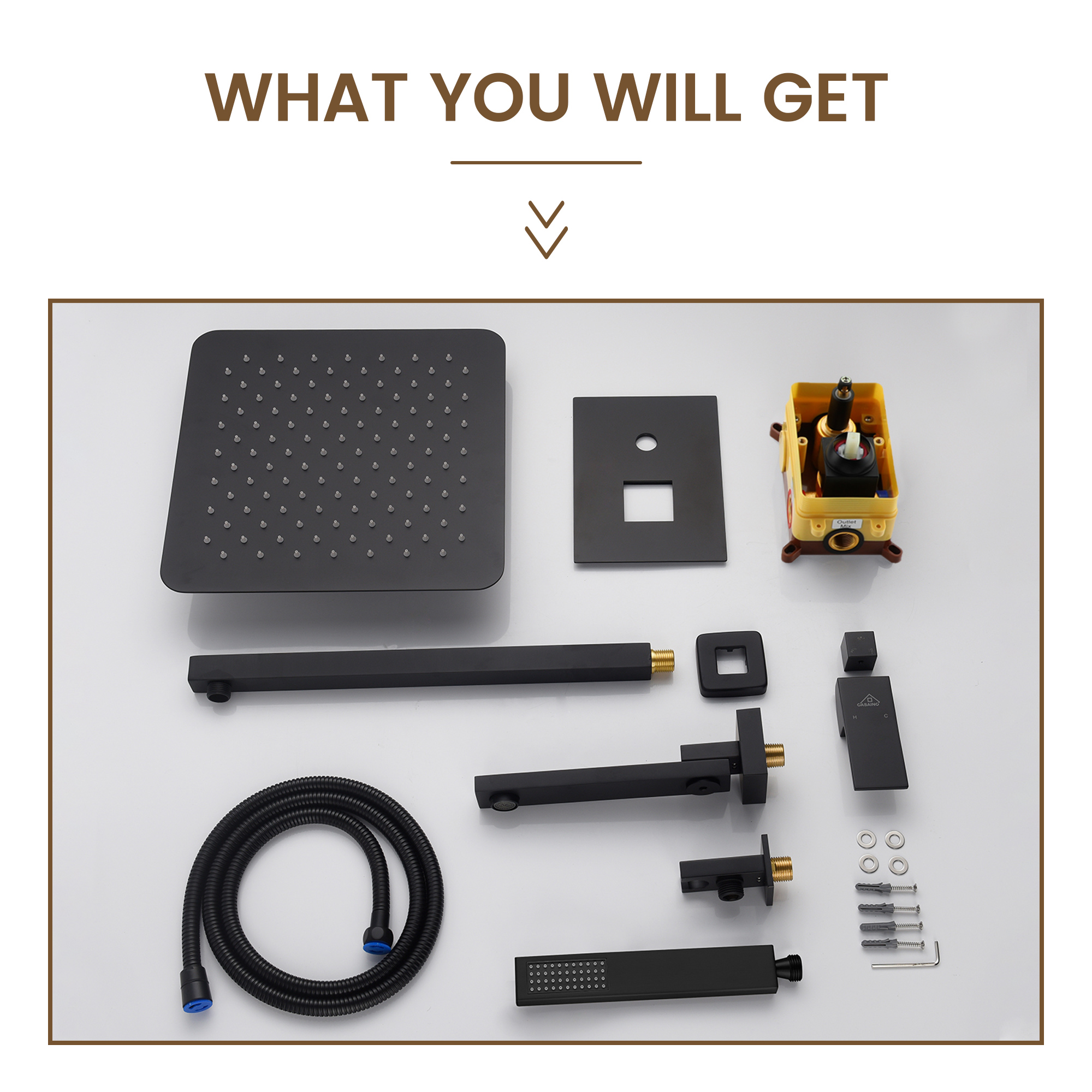 10" Wall Mounted Dual Shower Head Rain Shower System with Tub Spout