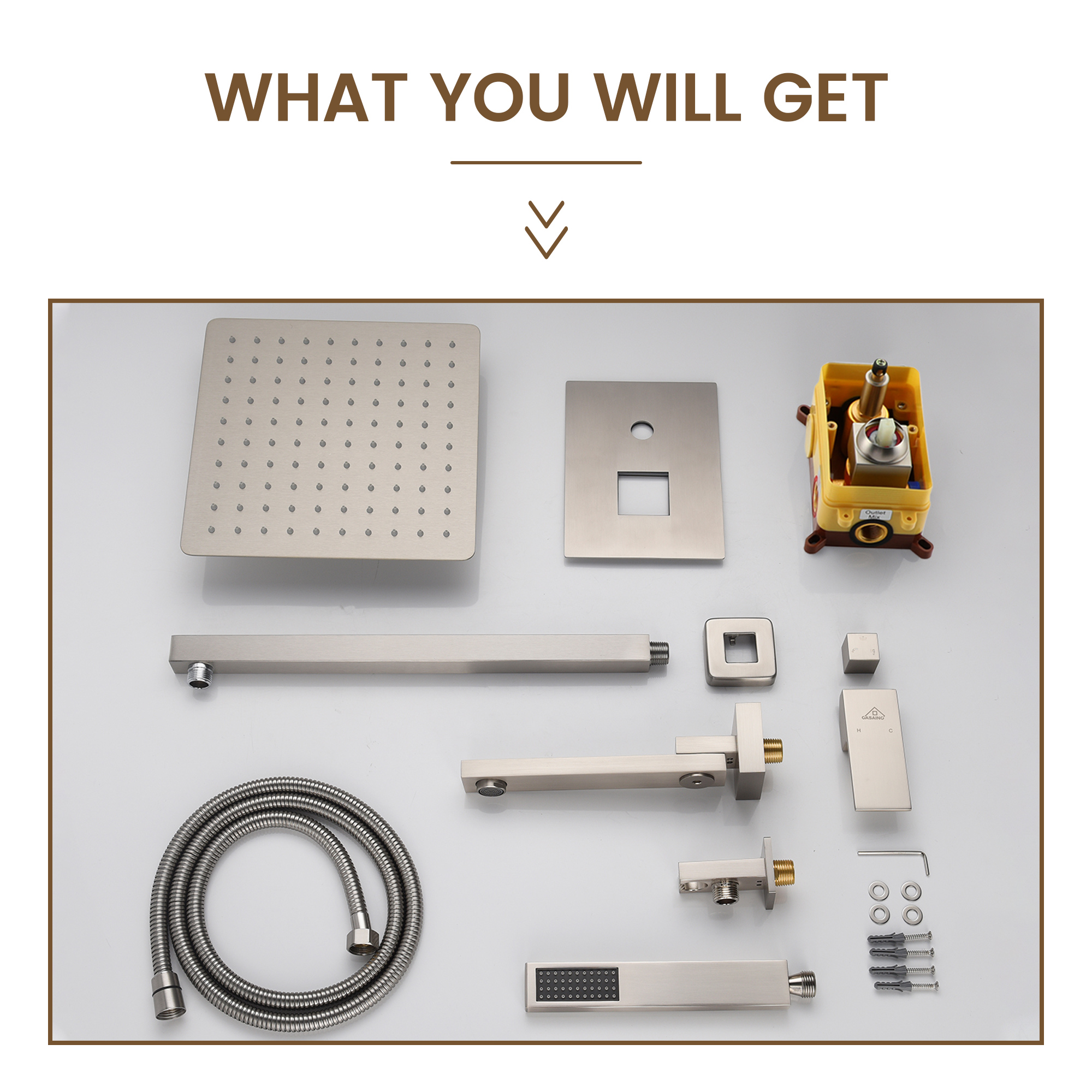 10" Wall Mounted Dual Shower Head Rain Shower System with Tub Spout