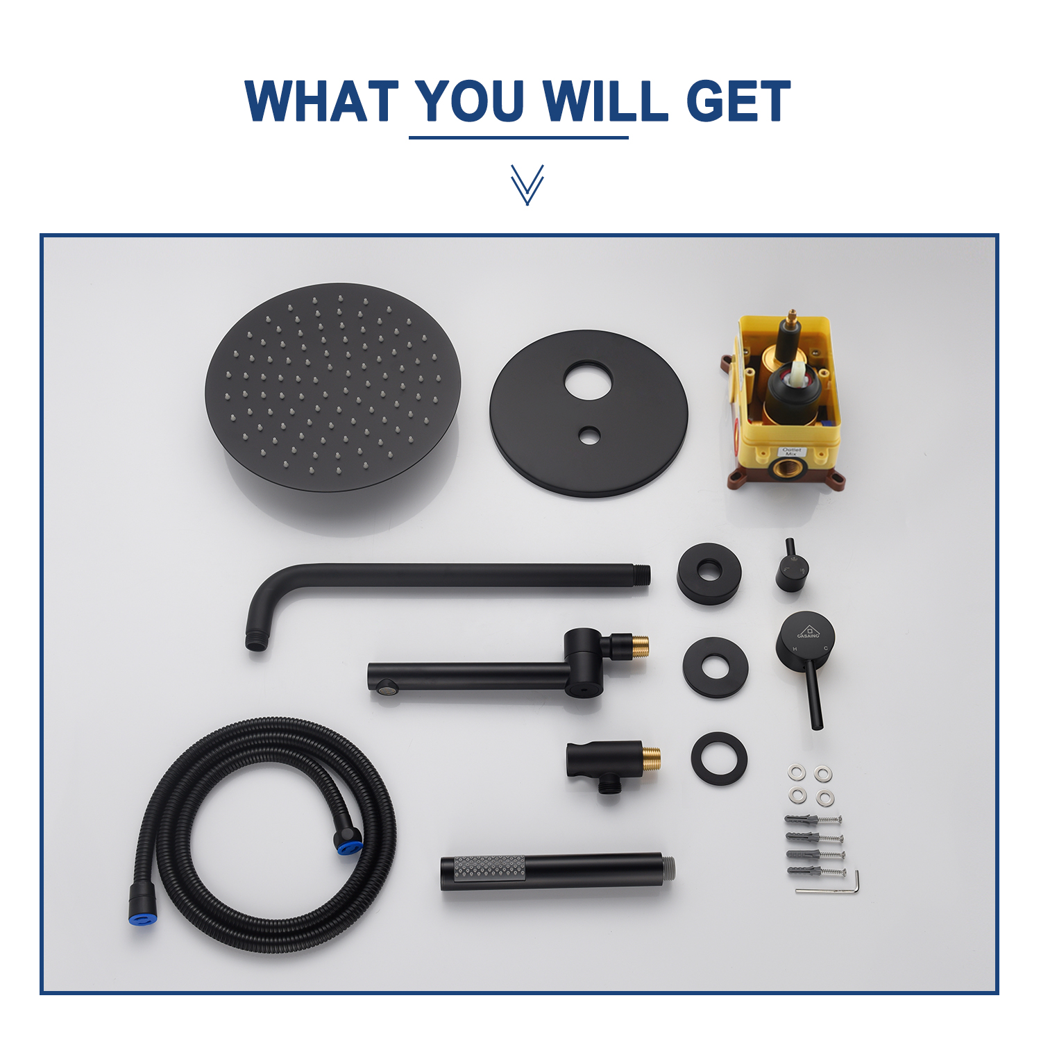 10" Wall Mount Rain Shower Head System with Handheld & Tub Faucet