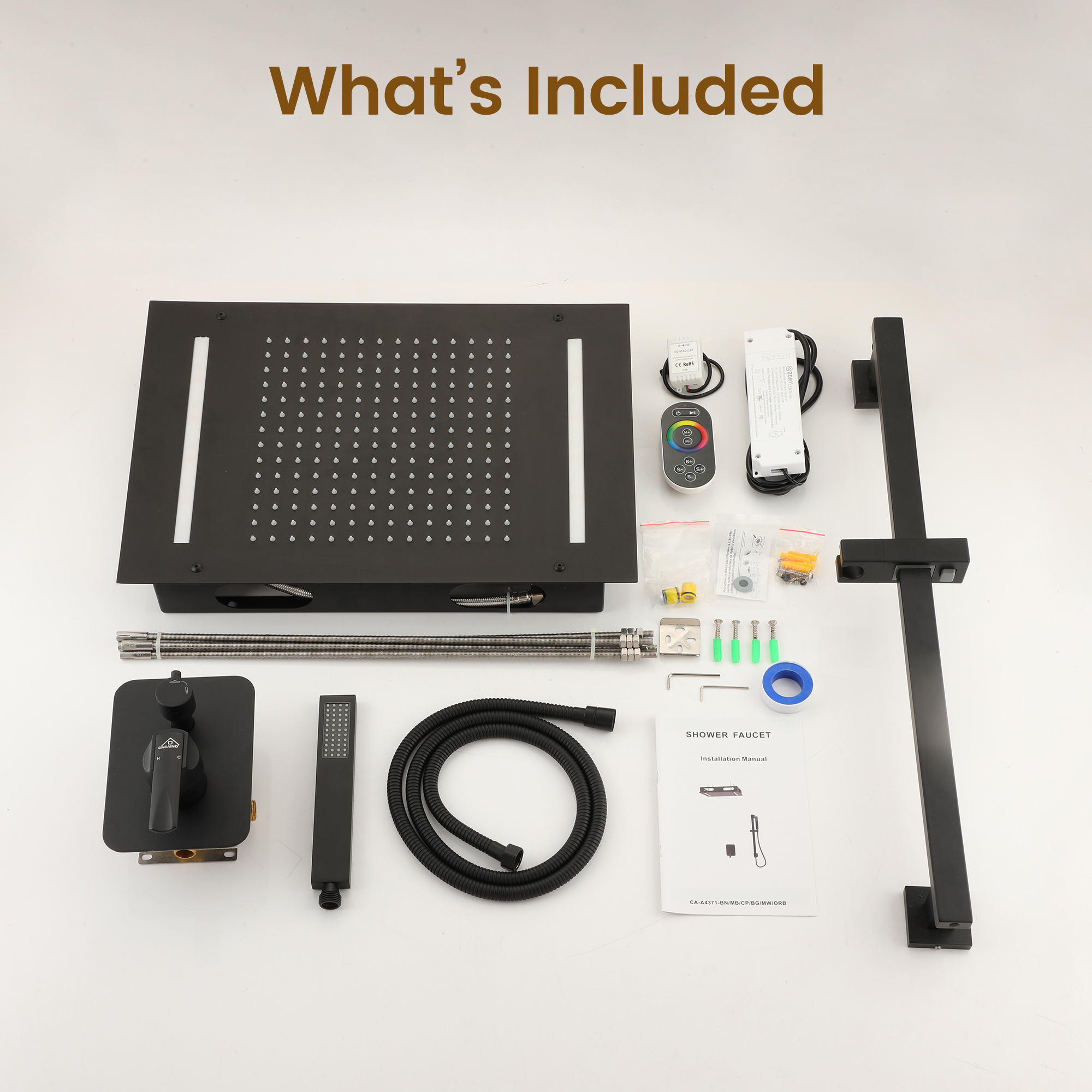 20*14 inch Ceiling-Mounted Luxury Shower System with LED Lights