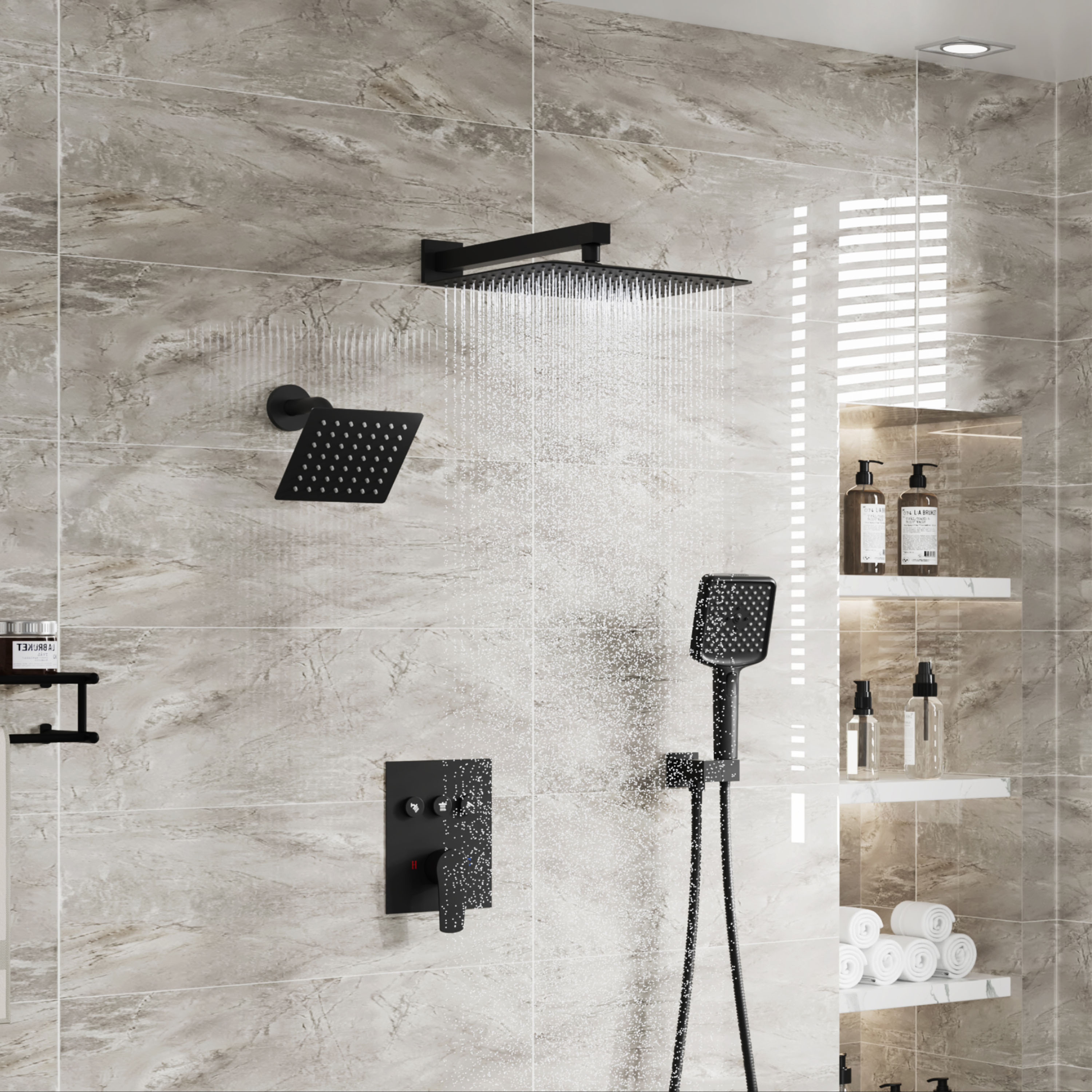 12-inch Dual Shower System with 4-Function Handheld Shower