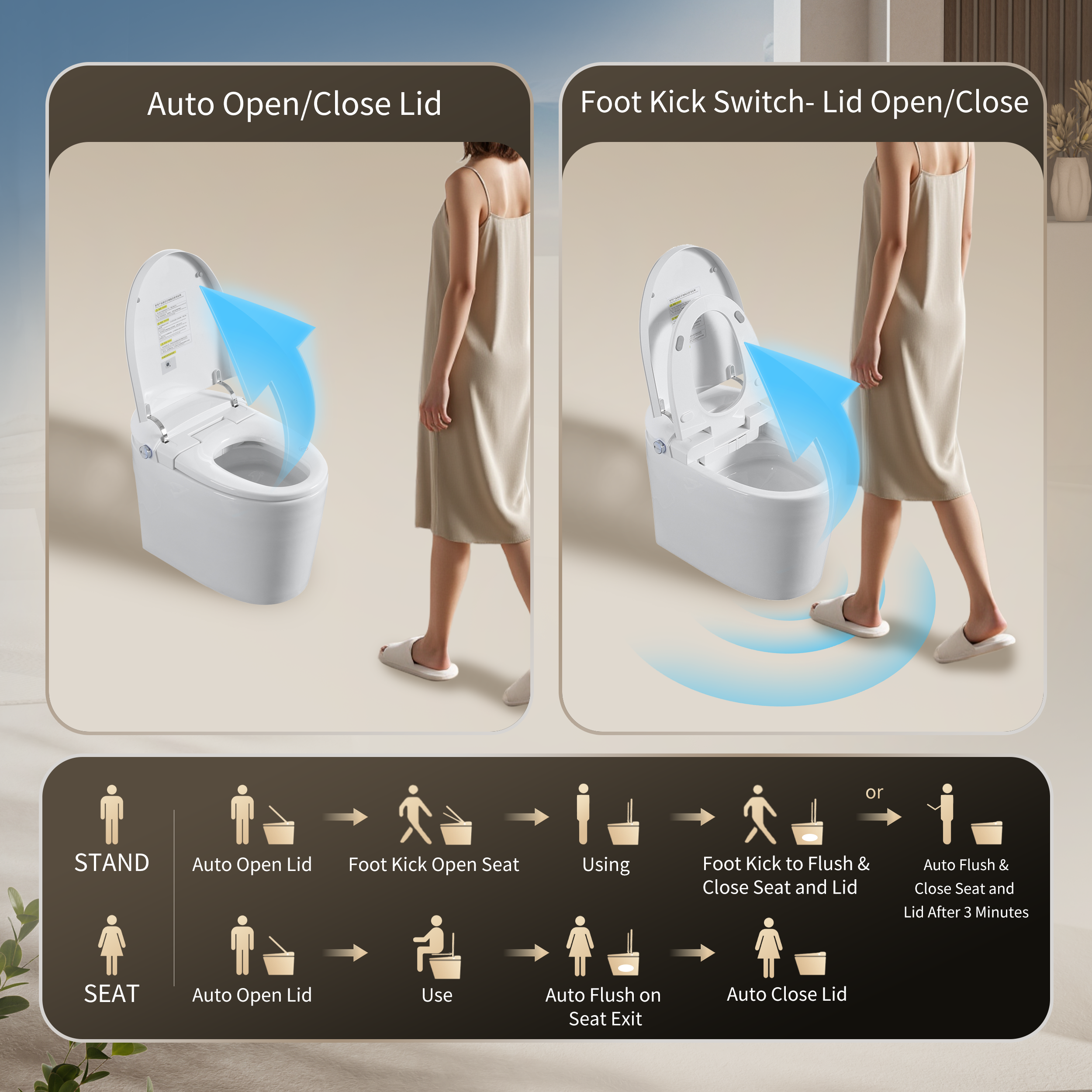 Advanced Tankless Smart Bidet Toilet with Air Bubble Wash & Night Light