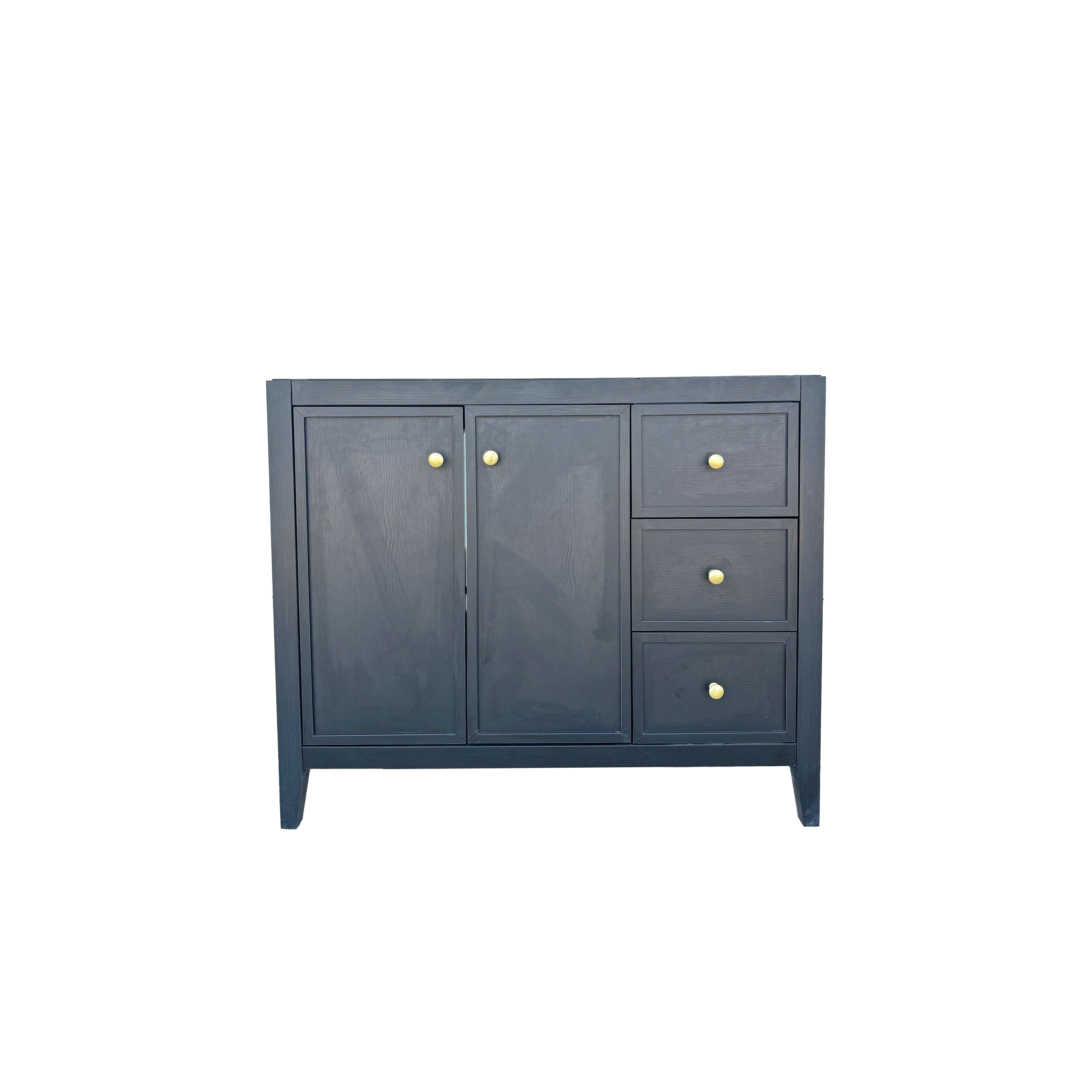 42" Matte Black Bathroom Vanity with Single Sink & Marble Top