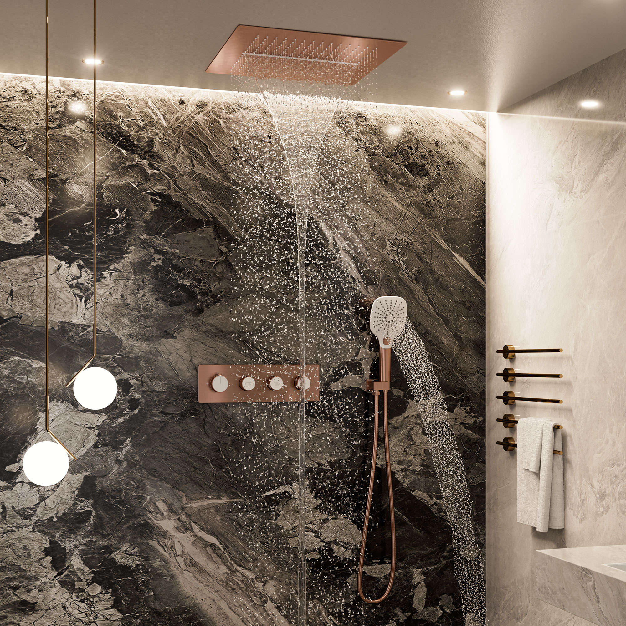 16'' Concealed Multi-Function Shower System 3-Spray Modes Showerhead