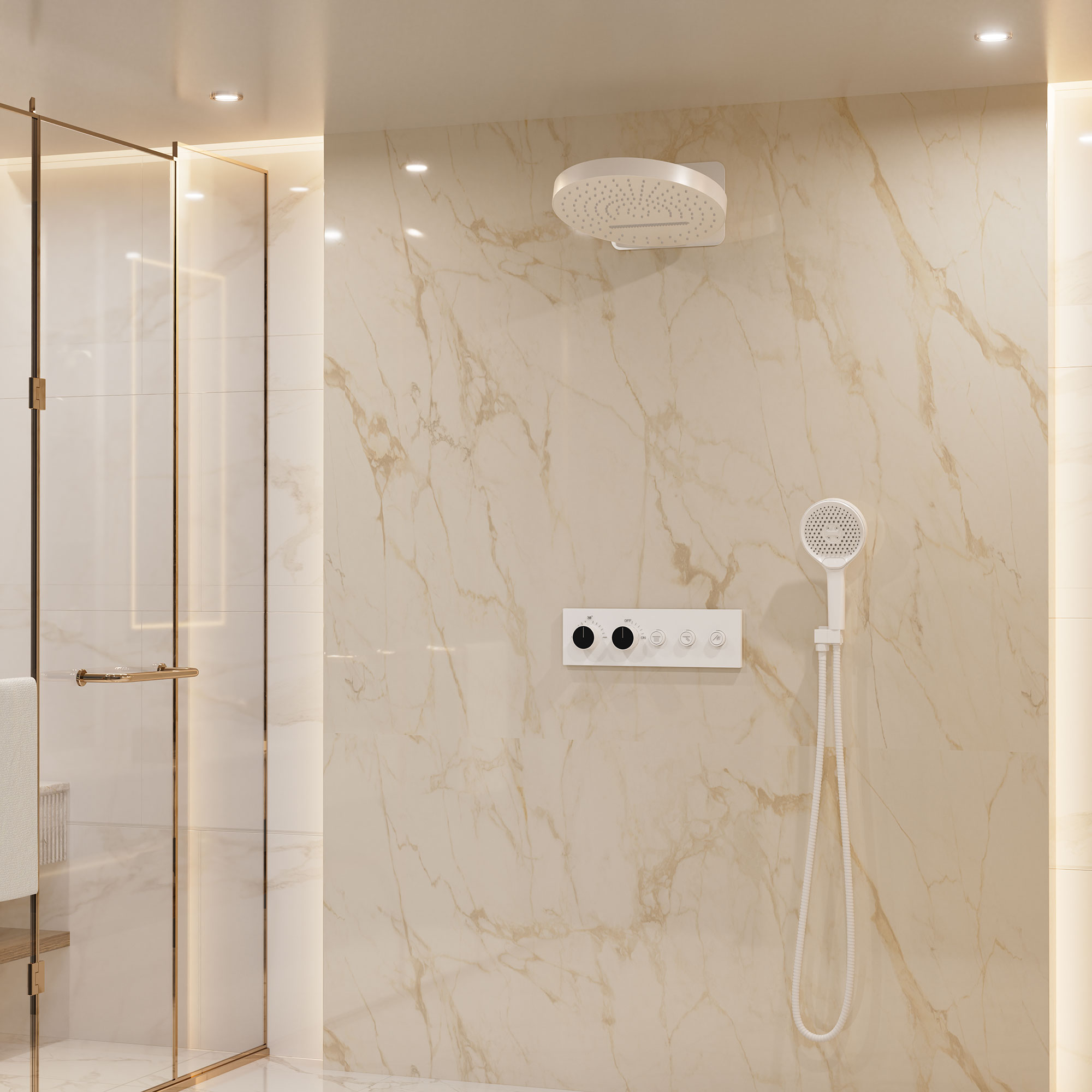 16'' Round Rainfall Multifunctional Shower System With 3-Spray Modes