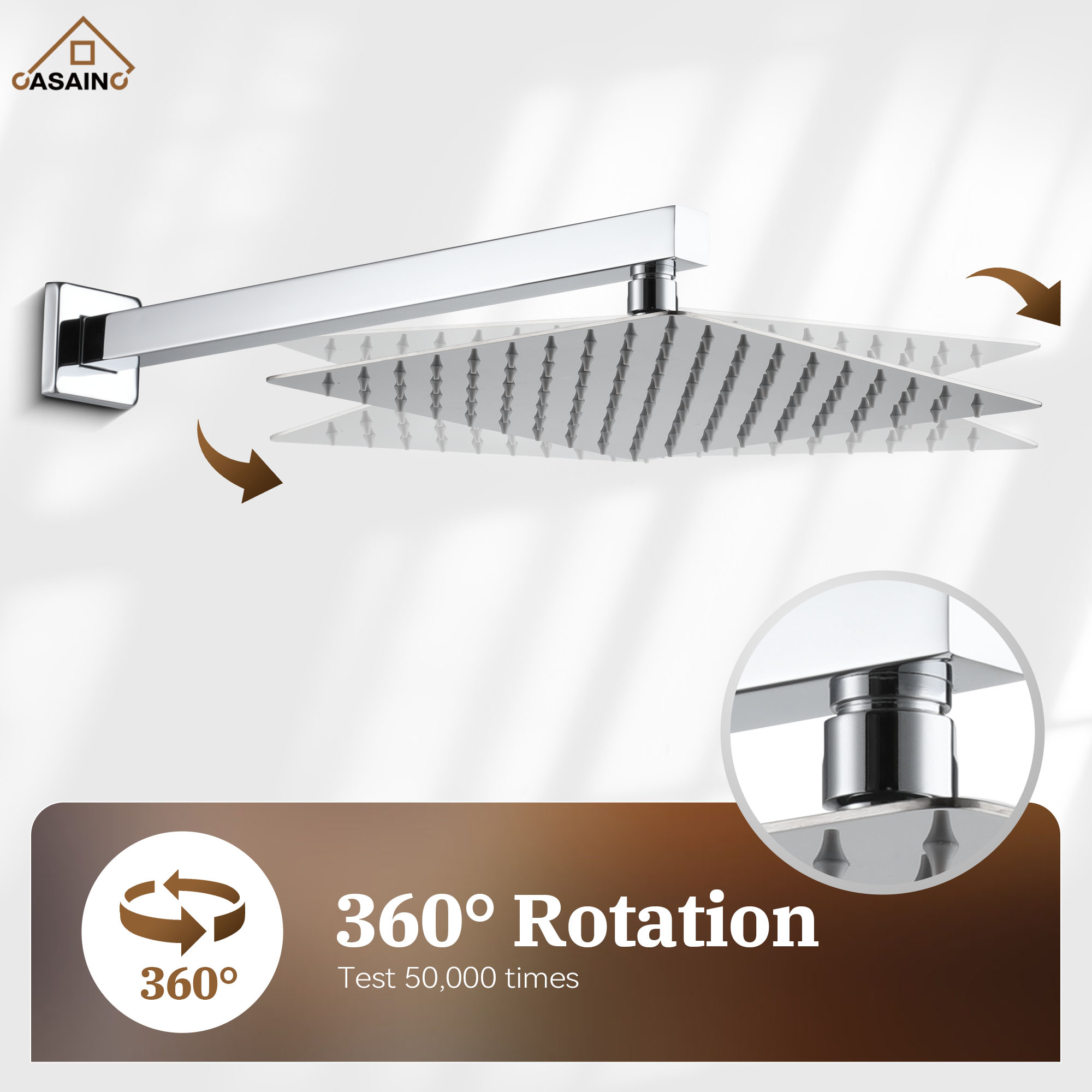 10" Wall Mount Rain Shower Shower System With Hand Shower & Slide Bar