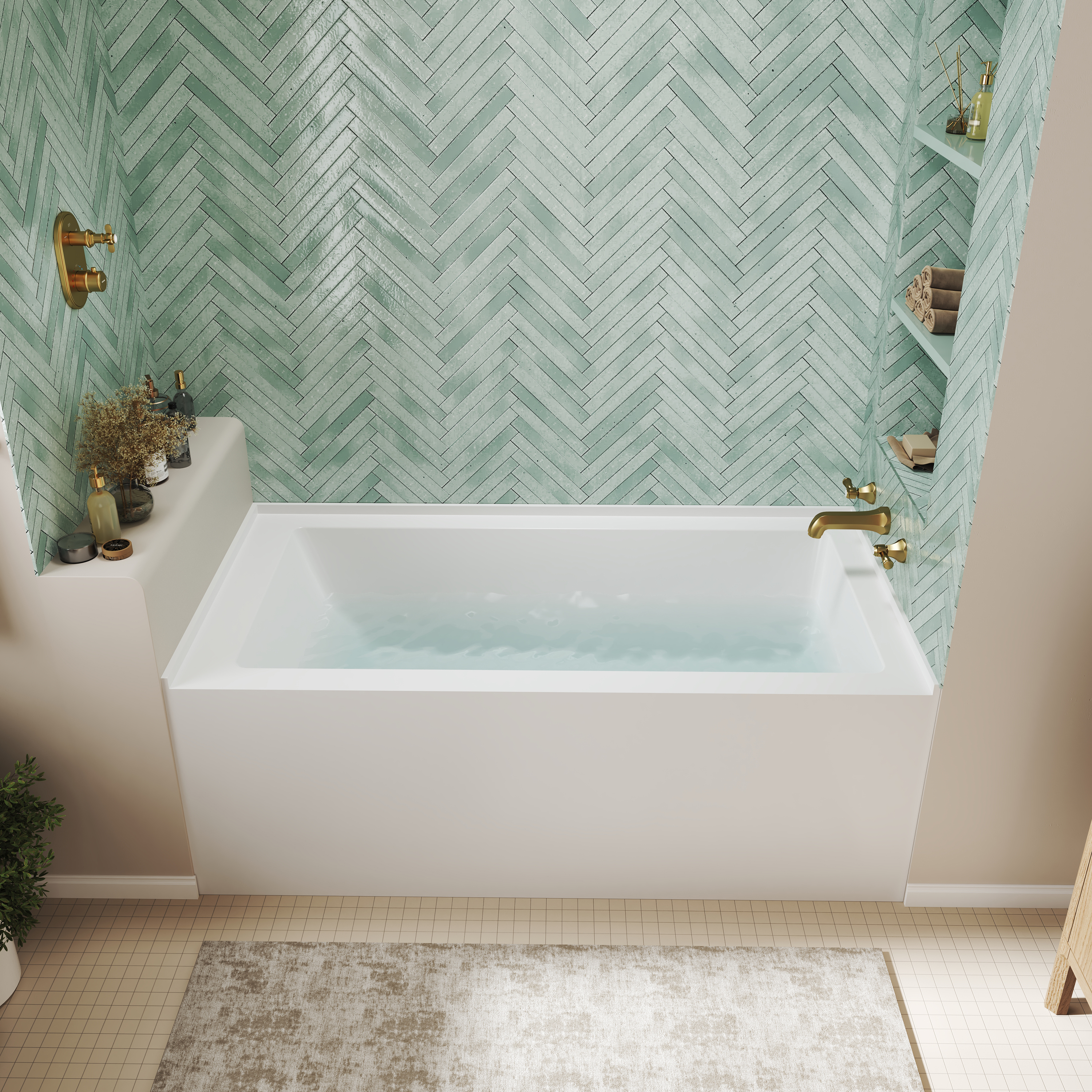 60" Luxury Drop-In Acrylic Soaking Bathtub with Square Interior