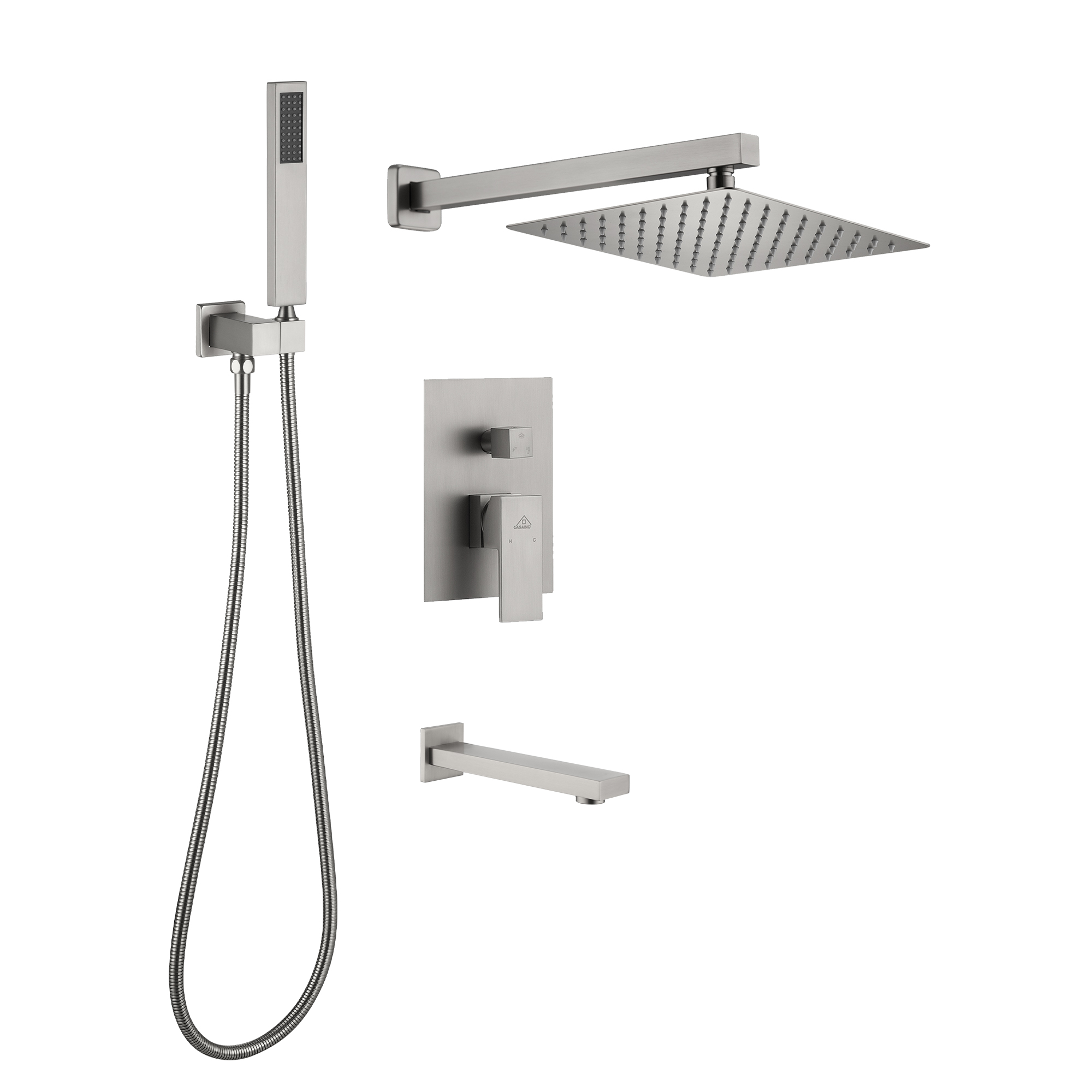 10" Wall Mounted Dual Shower Heads Shower System With Tub Spout 