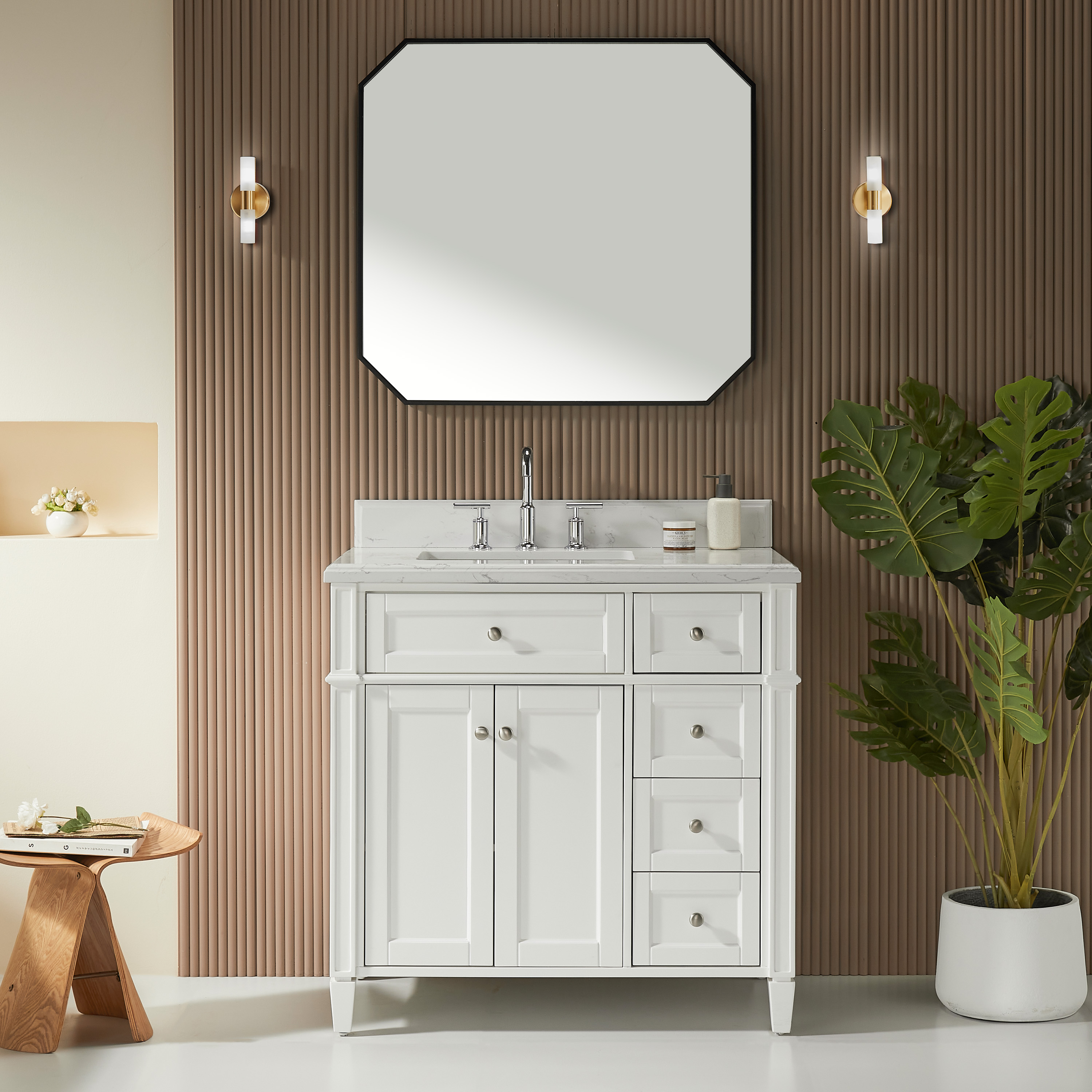 Fully Assembled 18"-60" Freestanding Bathroom Vanity with Integrated Top
