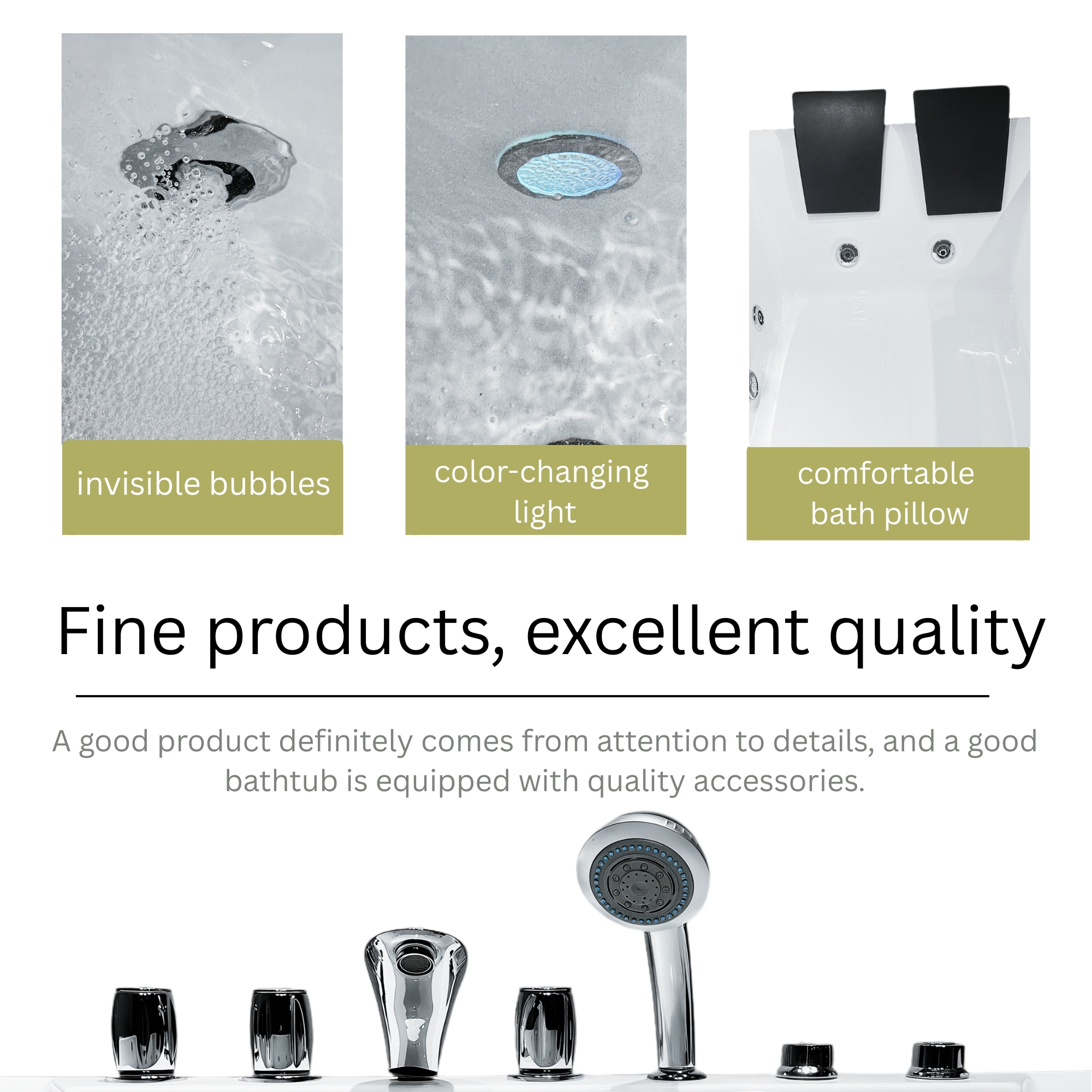 73" Two-Person Whirlpool Tub with Hydro Massage Jets & Chromatherapy Lighting