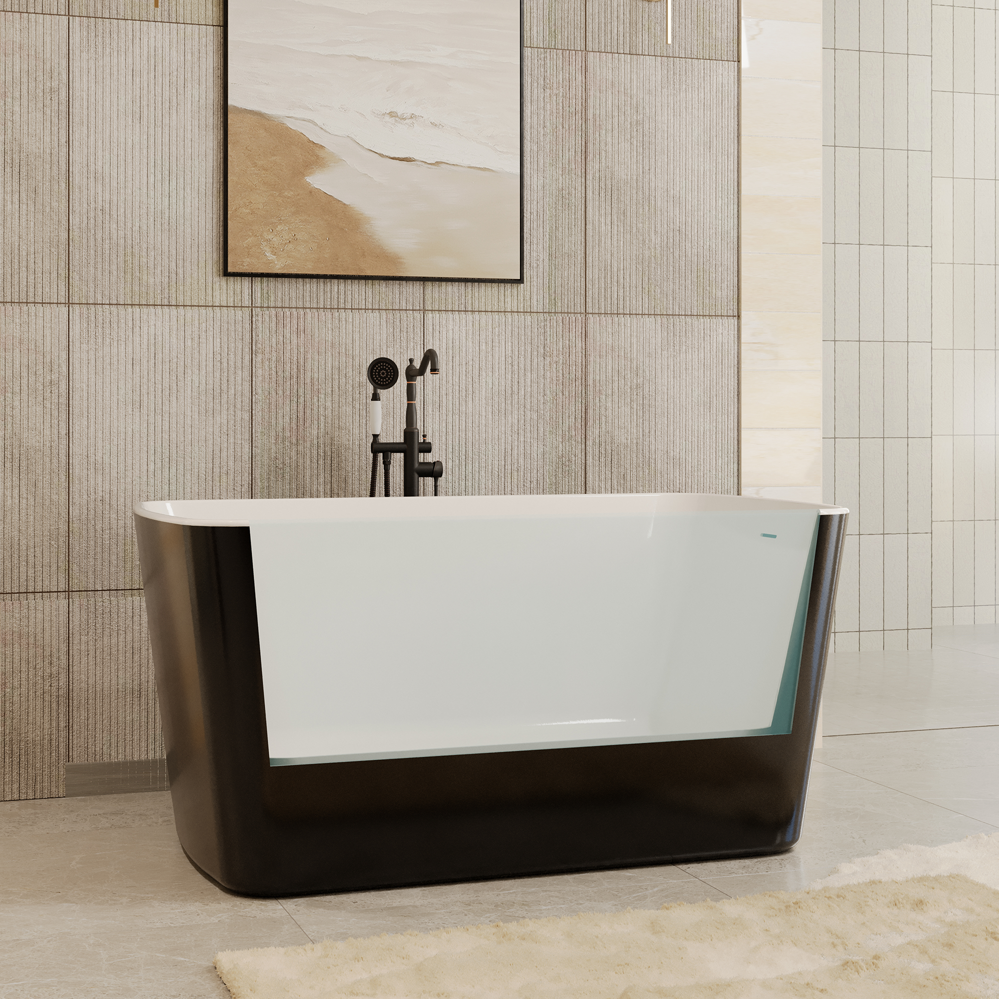 49" Acrylic Freestanding Japanese Soaking Hot Tub with Overflow and Drain