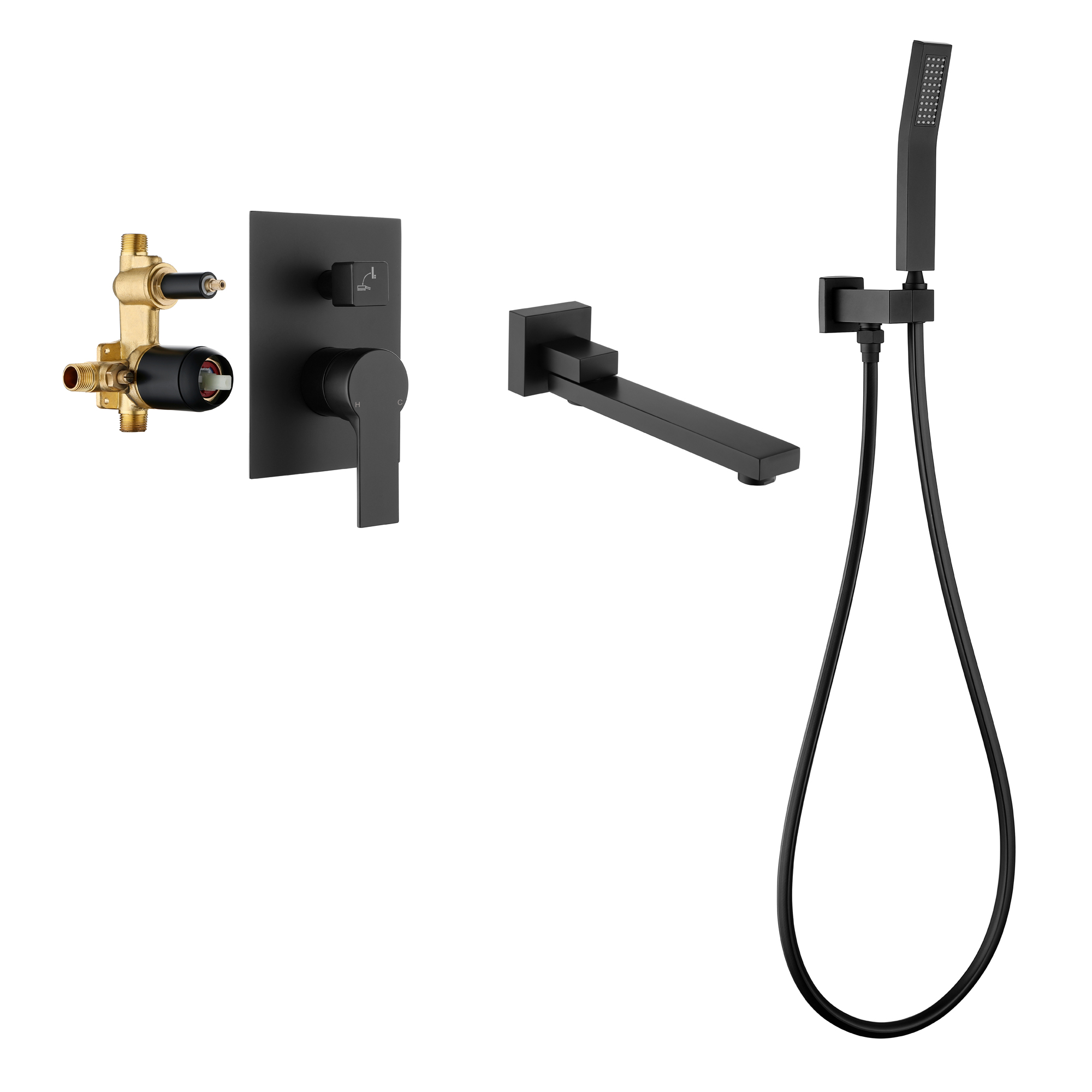 Wall-Mounted Bathtub Faucet with Handheld Shower