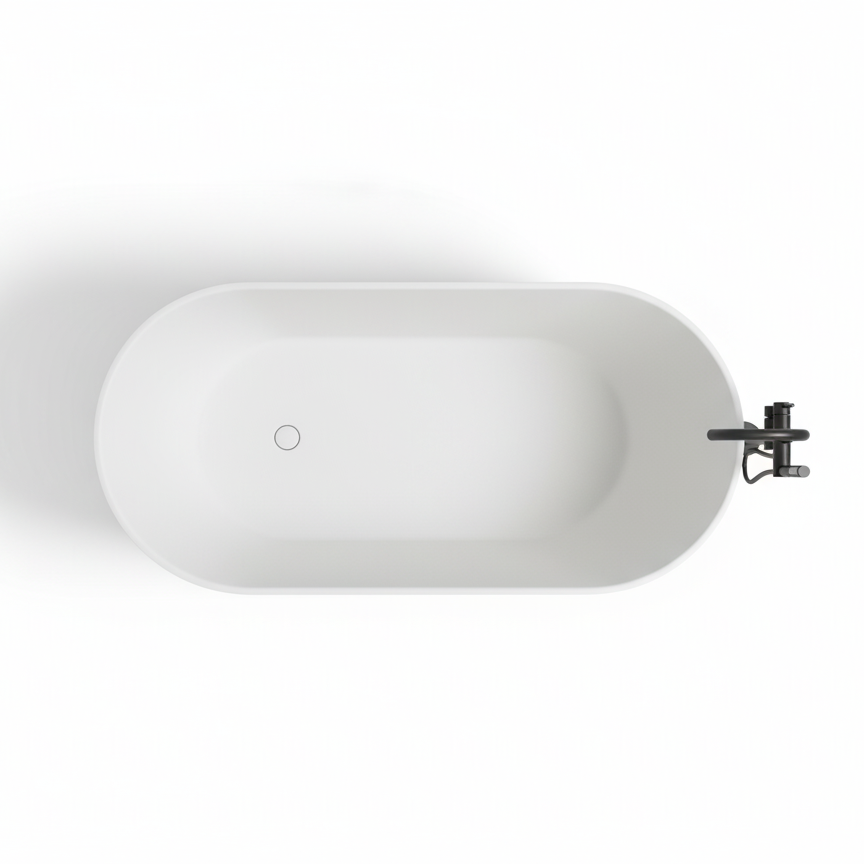 55"/63"/67"/71" Oval Freestanding Matte White Solid Surface Soaking Bathtub