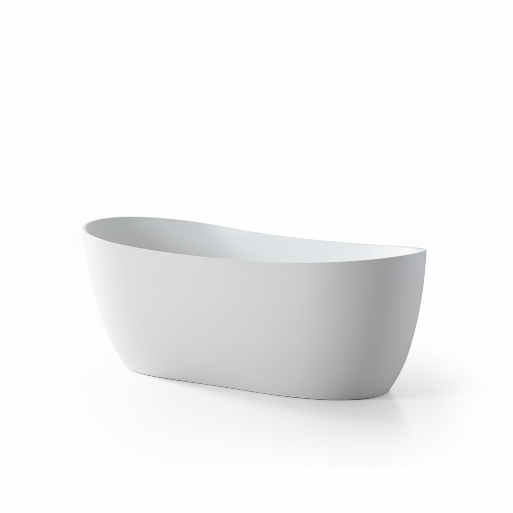 55"/63"/67"/71" Oval Freestanding Matte White Solid Surface Soaking Bathtub