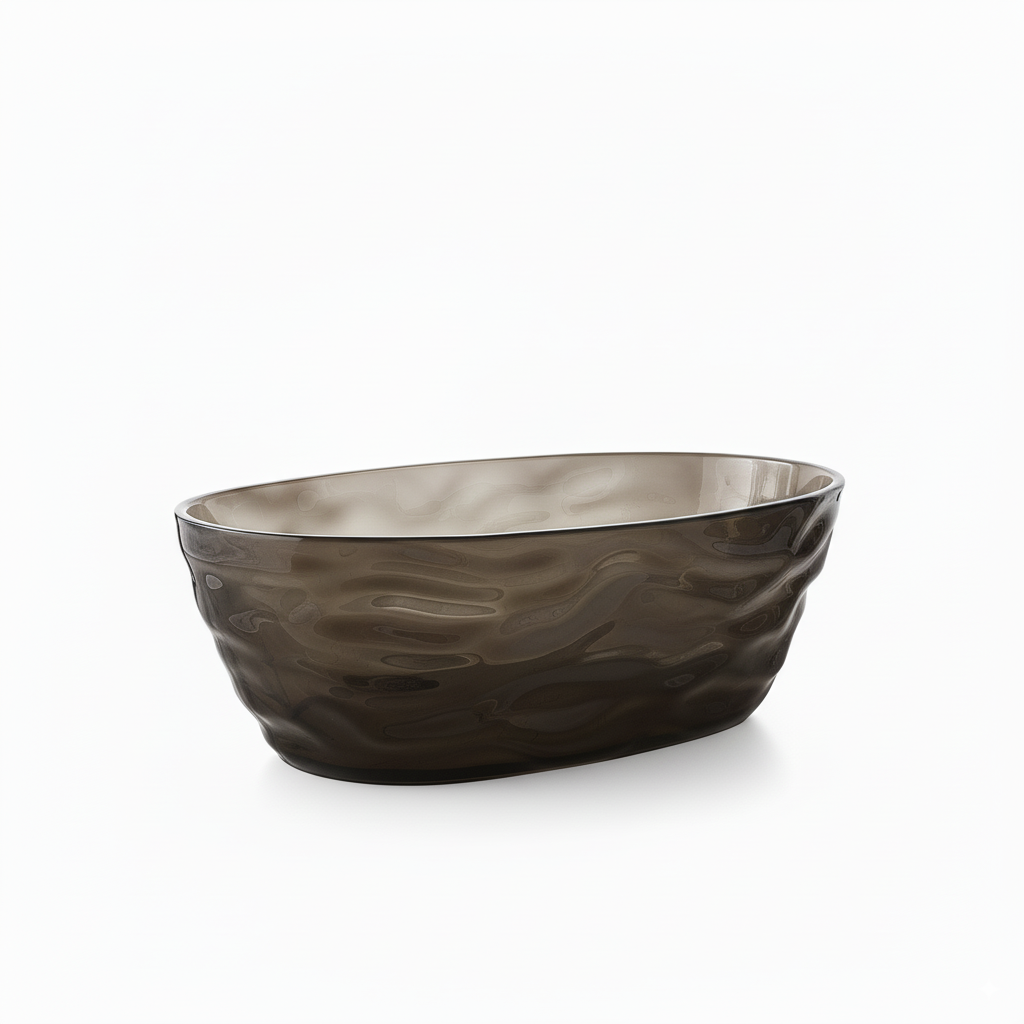 67" Contemporary Pure Resin Freestanding Soaking Bathtub with Wave Texture