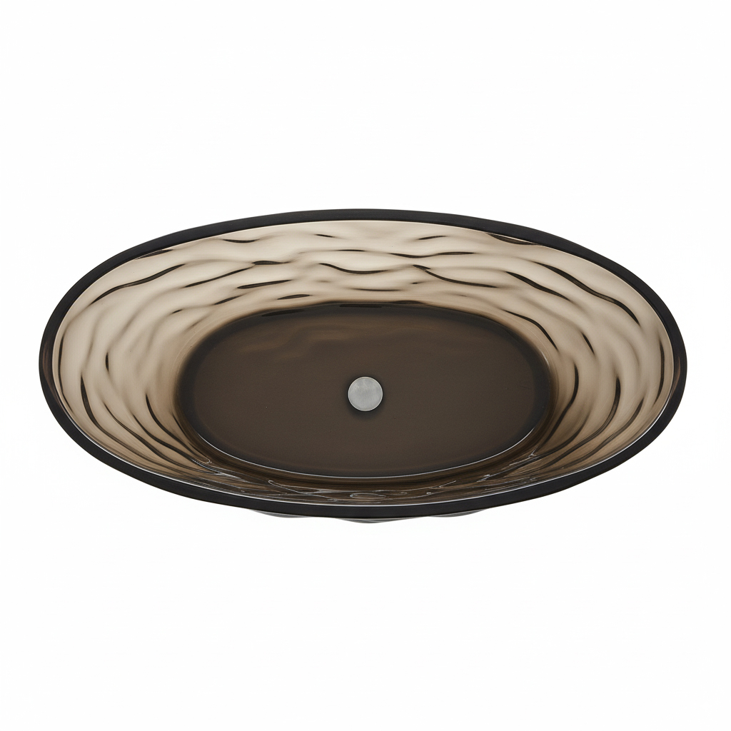 67" Contemporary Pure Resin Freestanding Soaking Bathtub with Wave Texture