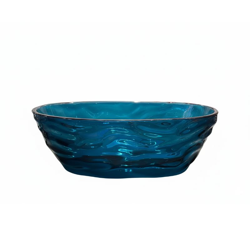 67" Contemporary Pure Resin Freestanding Soaking Bathtub with Wave Texture