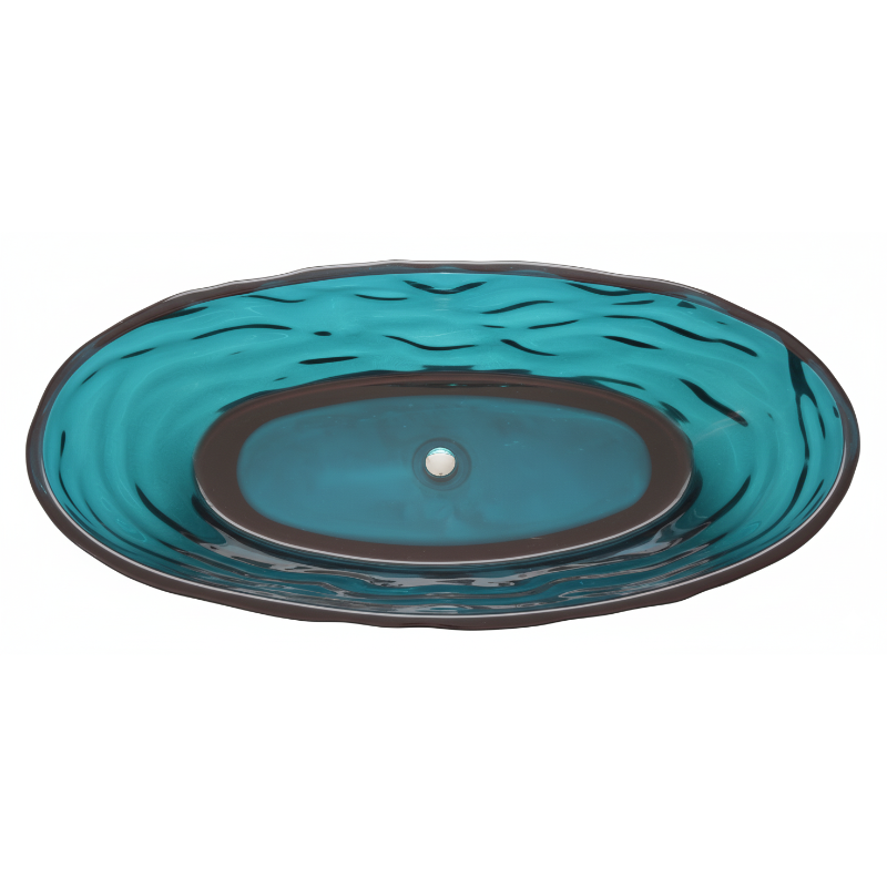 67" Contemporary Pure Resin Freestanding Soaking Bathtub with Wave Texture