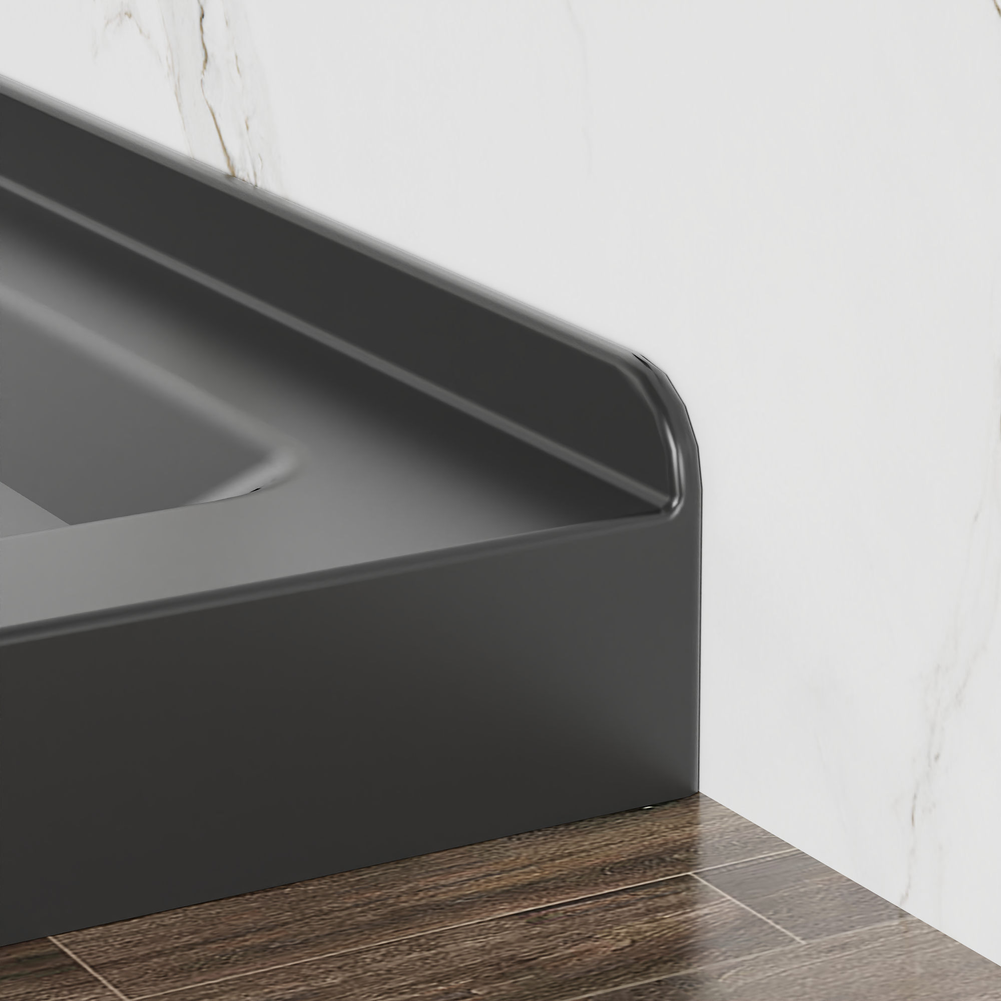 36" x 36" Black Acrylic Shower Base with Center Drain, Anti-Slip Double Threshold Design