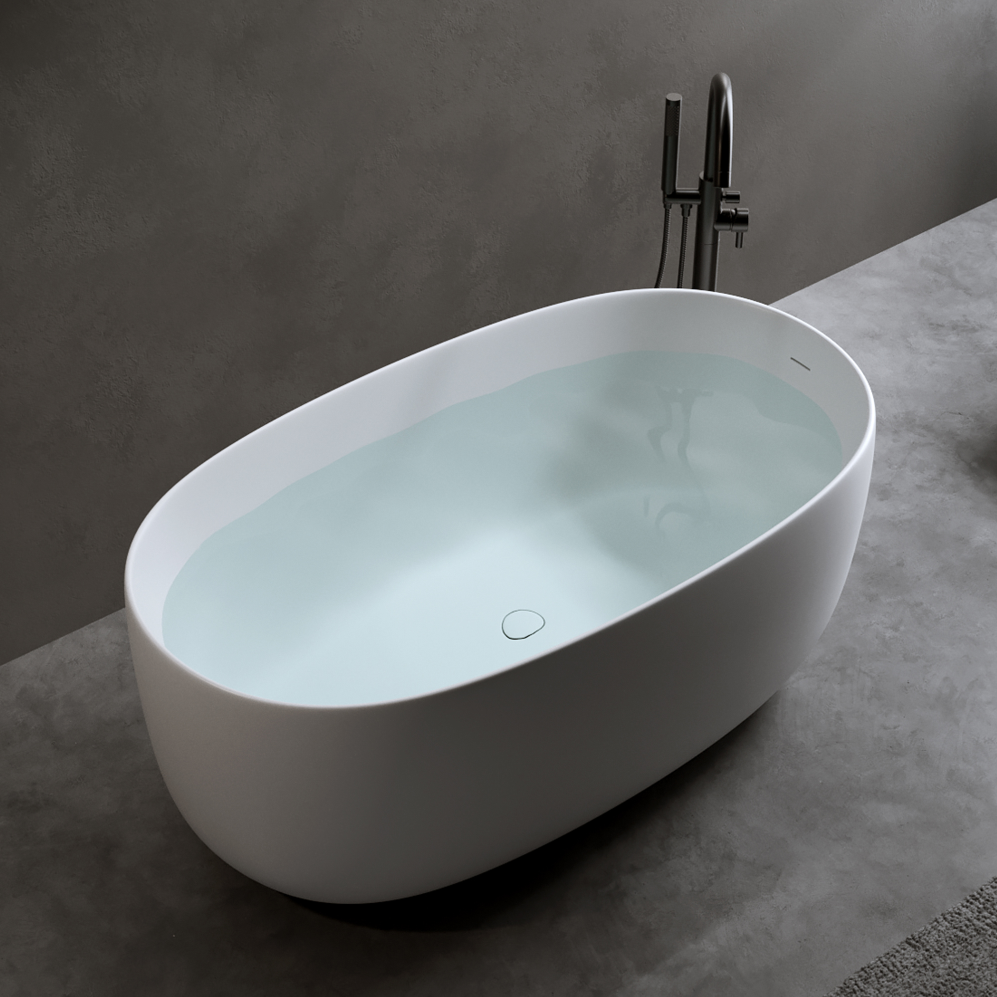 47" Freestanding Stone Resin Soaking Bathtub with Heat Retention