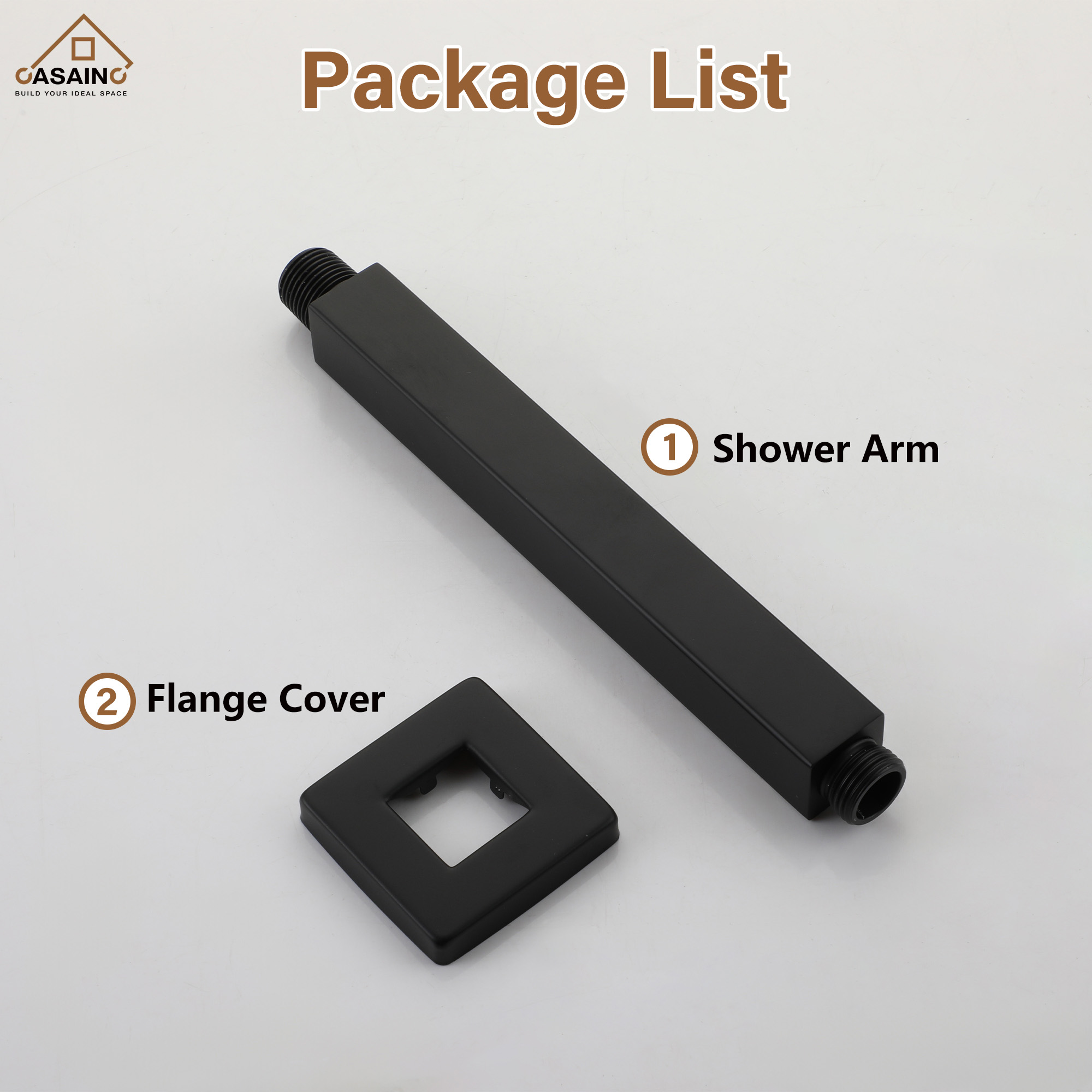 7.87"/11.81" Square Ceiling-Mounted Shower Arm with Flange Cover