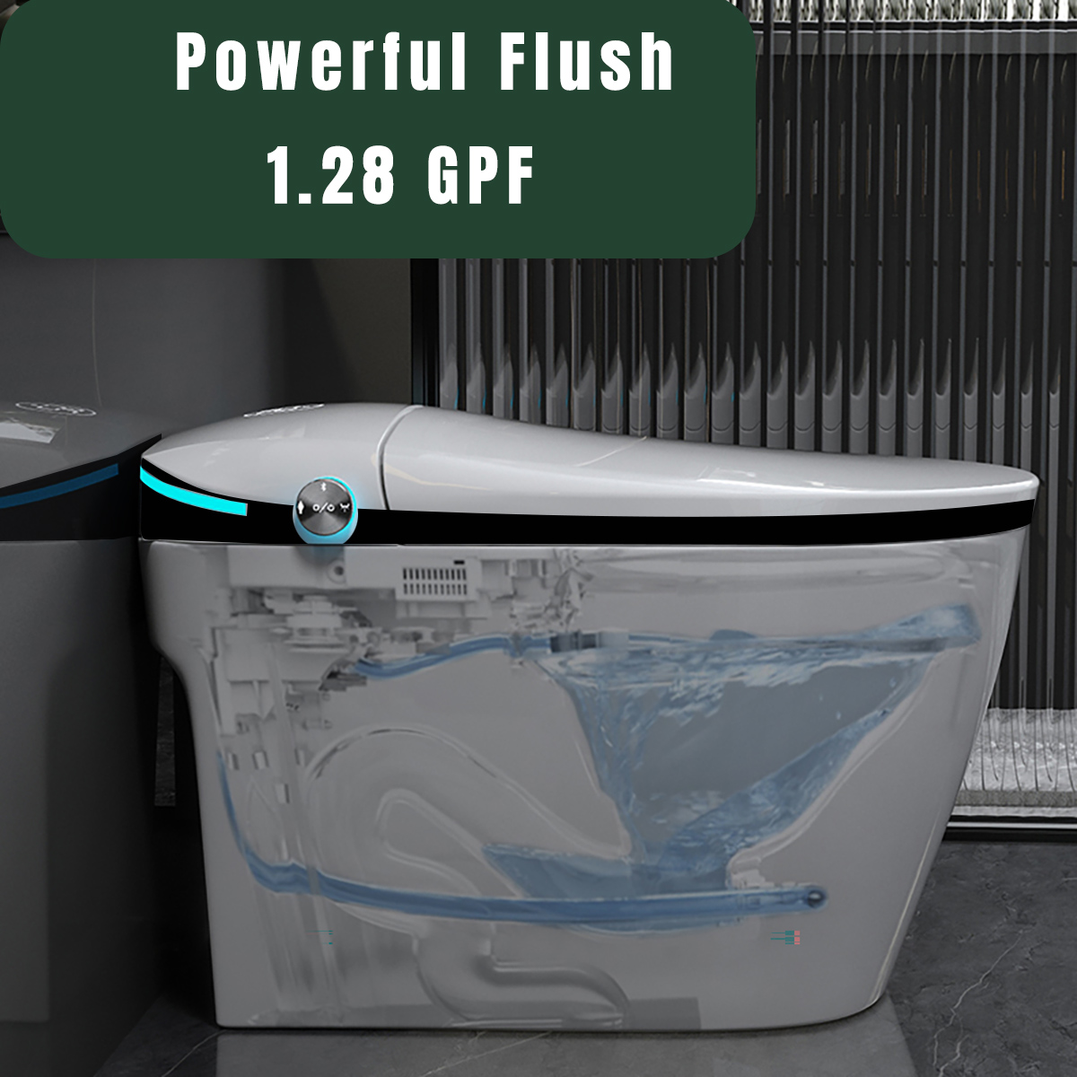 Auto Open/Close Smart Bidet Toilet with Built-in Heated Seat
