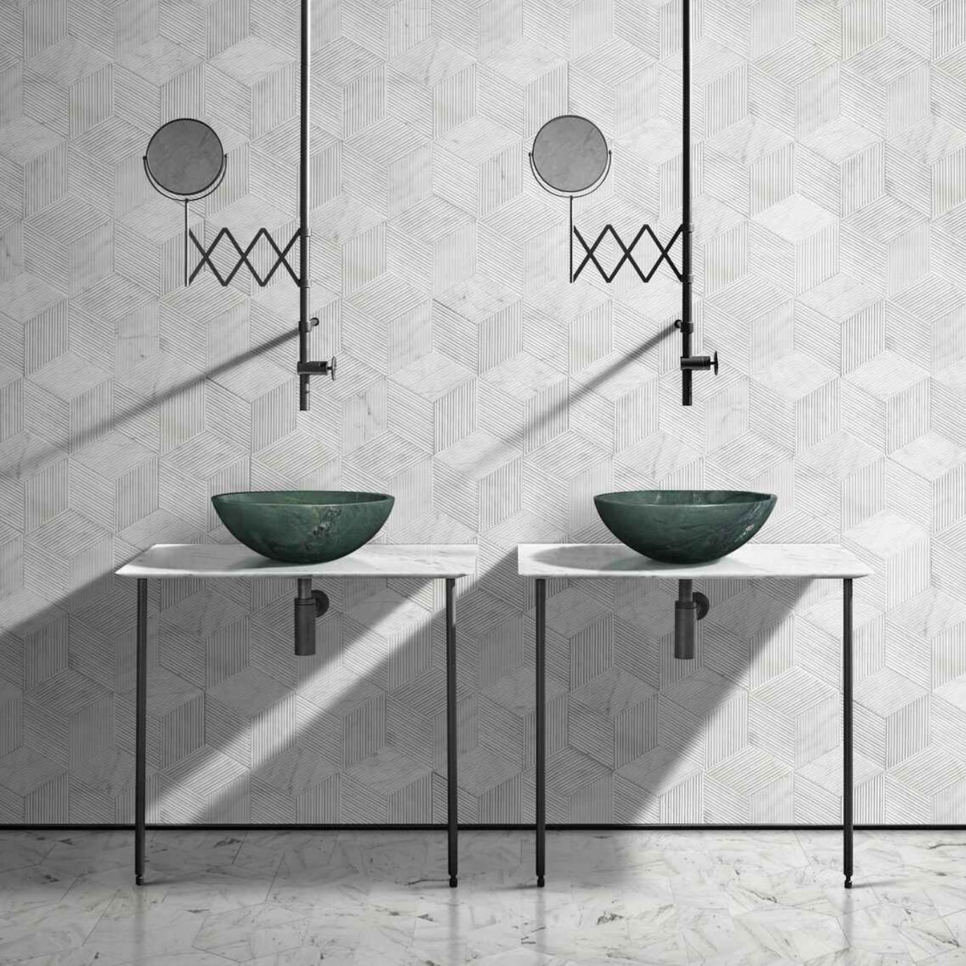 15.7" Polished Natural Marble Round Vessel Sink for Bathroom Countertops in Beige Gold/White Natural/Gray/Green