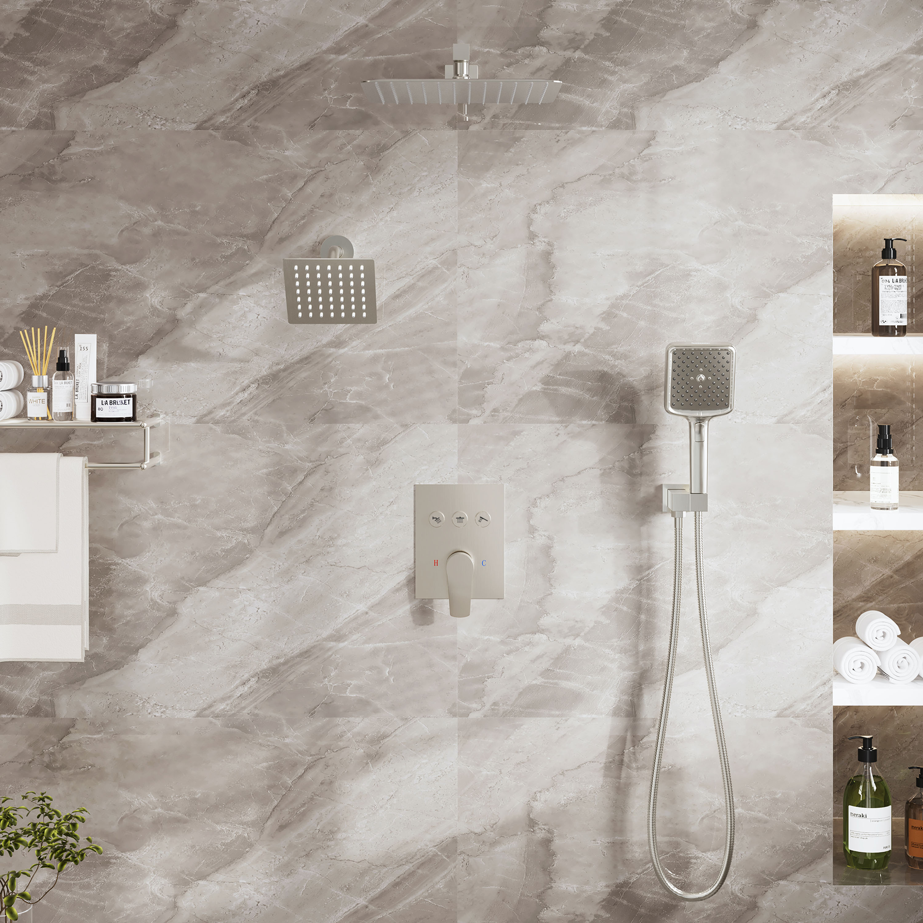 12-inch Dual Shower System with 4-Function Handheld Shower