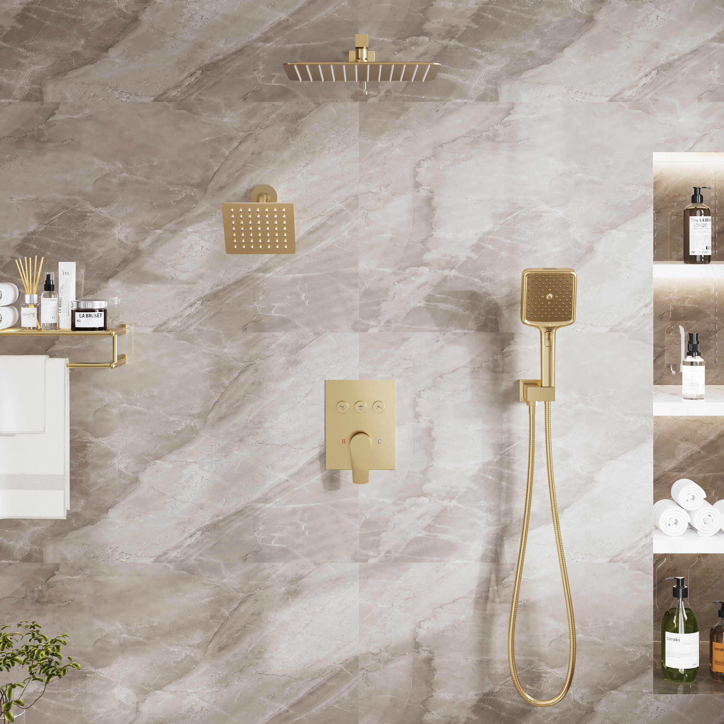 12-inch Dual Shower System with 4-Function Handheld Shower