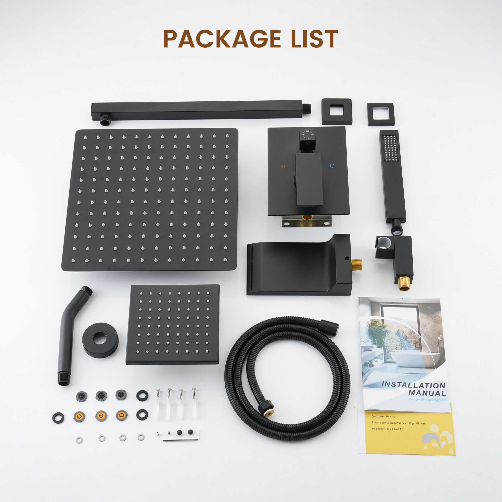 12-inch 4-Function Dual Shower Head System with Tub Spout