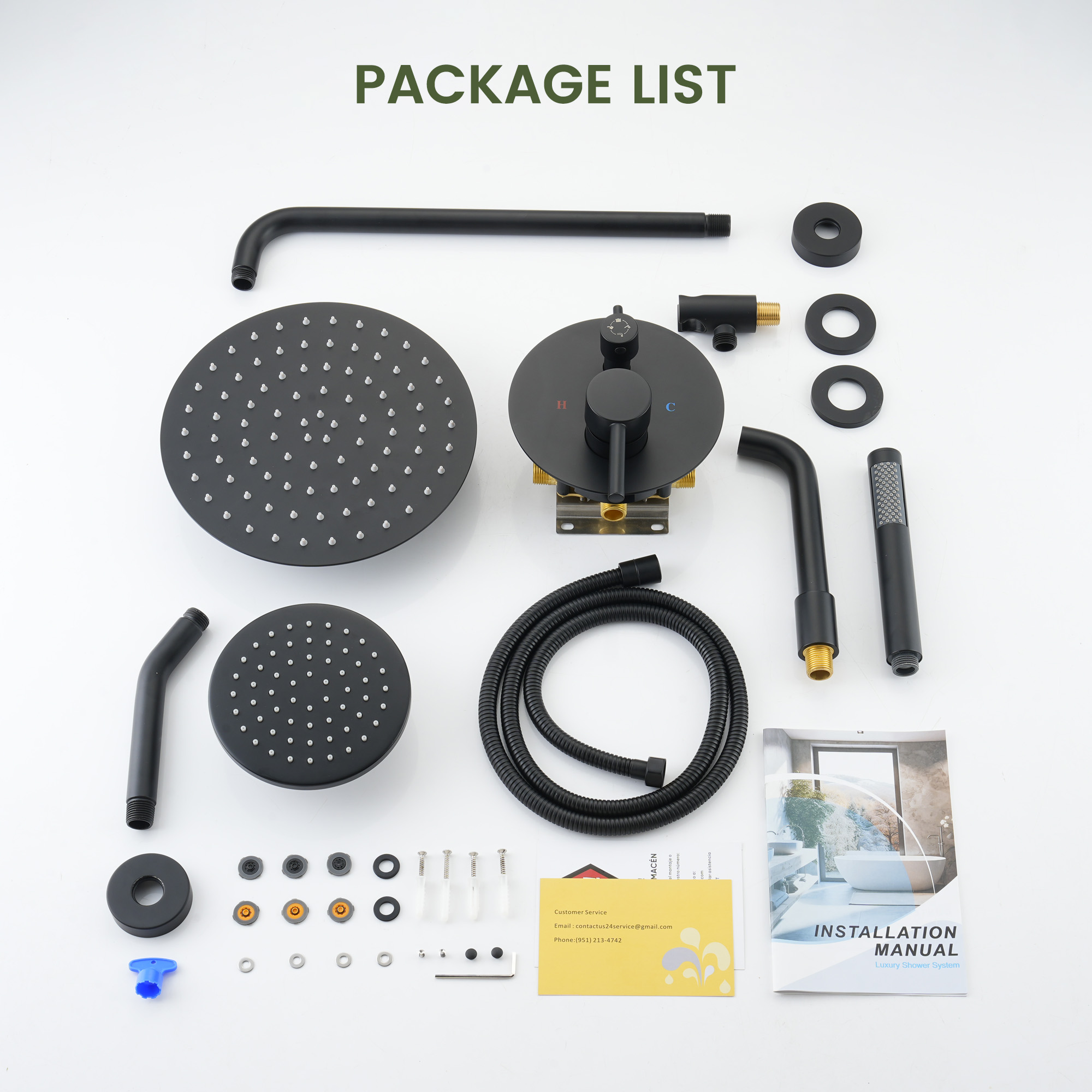 10-inch 4-Function Wall-Mounted Dual Shower System with Tub Filler