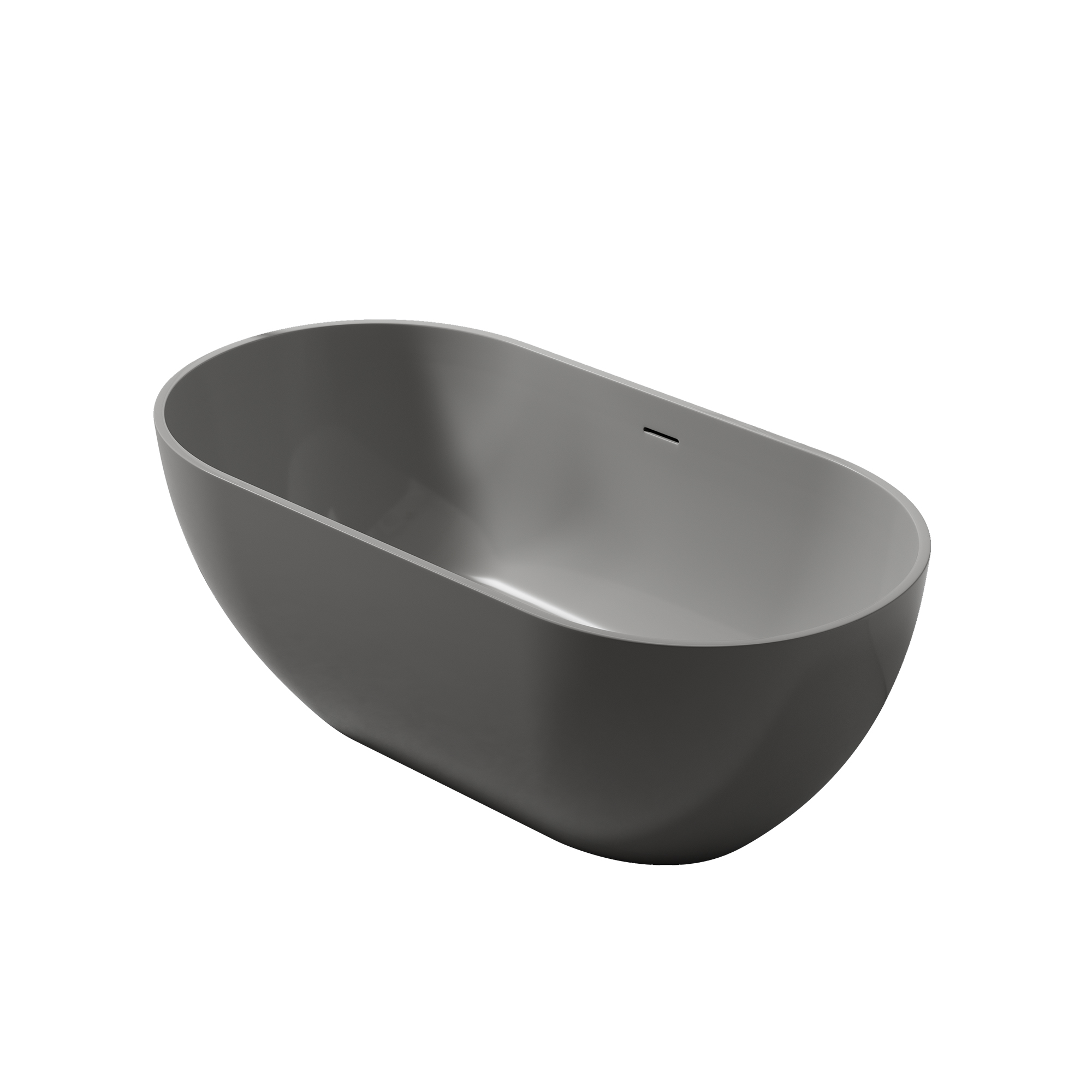 59" Dark Grey Solid Surface Freestanding Bathtub with Modern Industrial Elegance